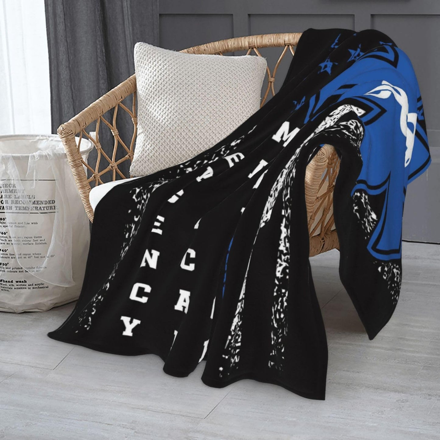 Police Gifts Blanket 80"x60" Soft Cozy American Flag Blankets Warm Lightweight Plush Fleece Throws EMS Gift for Men Women