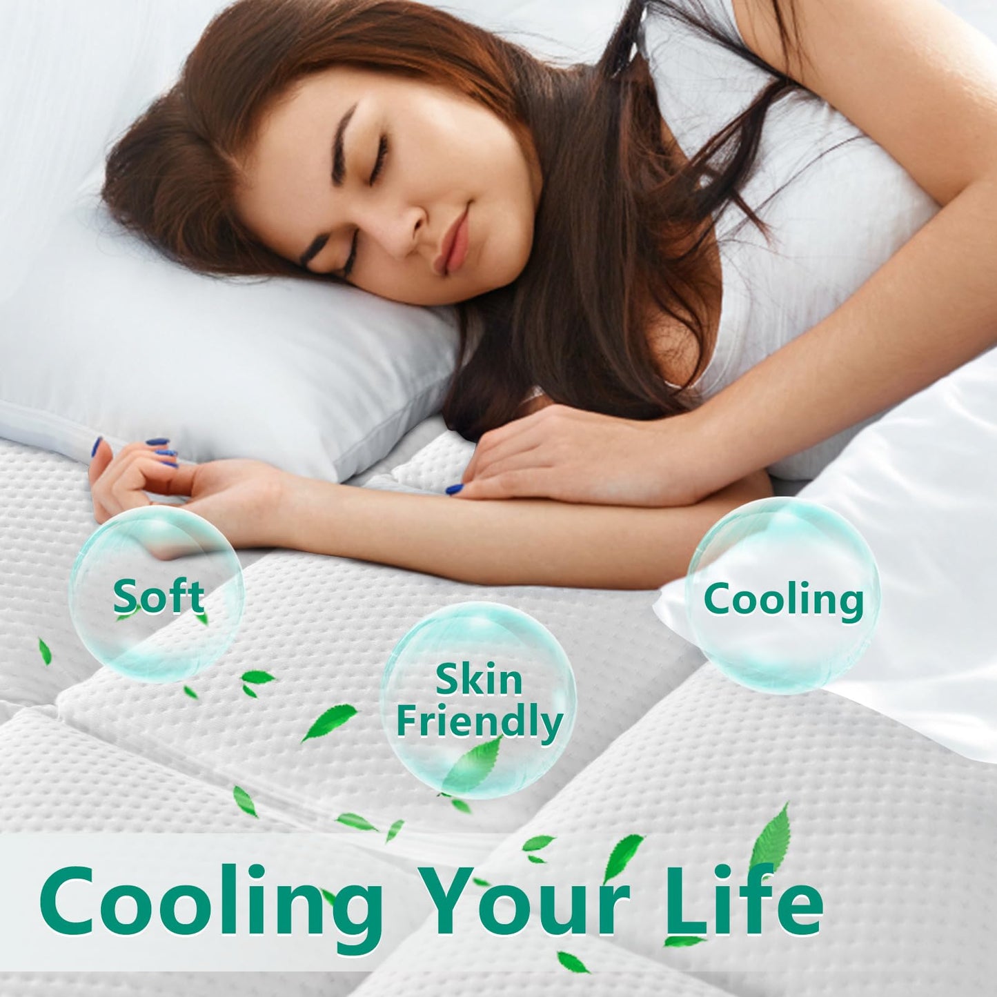 NEXHOME PRO 3 Inch Dual Layer Memory Foam Mattress Topper King Size, Ultra Soft Breathable Bamboo Cover & Protective Grey Inner Cover, Cooling Gel Bed Topper with 2 Pillowcases, 78"x80"