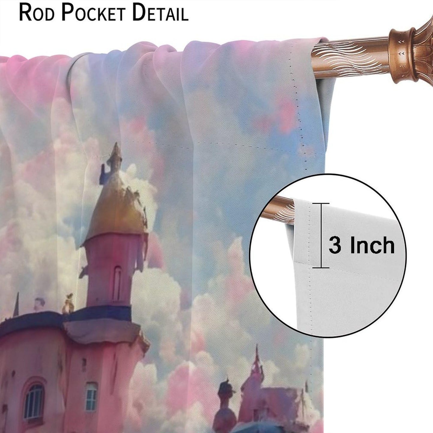 Pink Castle Curtains For Girls Colorful Cartoon Dream Magic Fairy Tale Word Castle Pattern Rod pocket Window Treatments for kids room Nursery Living Room 2 Panels Set 41x 45 in （No Blackout）
