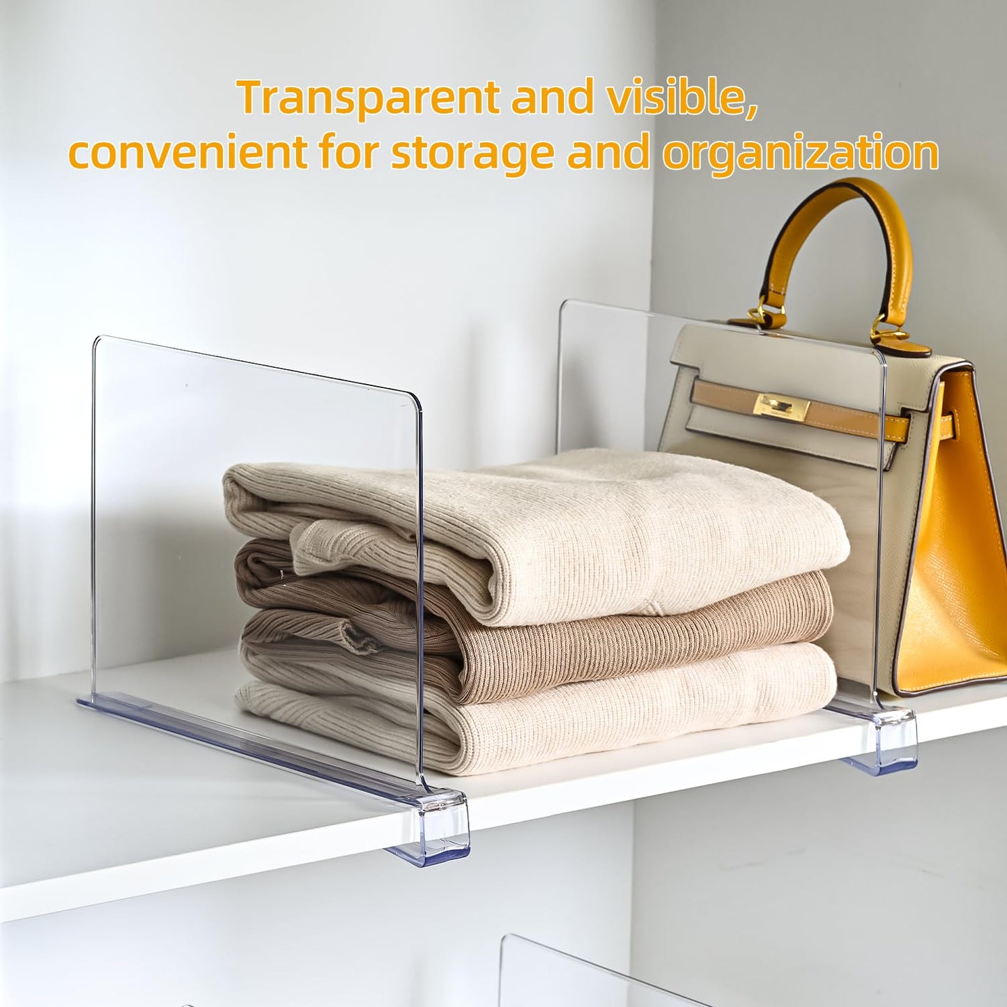 Uni HIMO Shelf Dividers，Vertical Purse Organizer for Closet，Thickened and Sturdy Shelf Organizer for Sweater, Shirts, Handbags,8" Tall x 11" (6 Pcs)