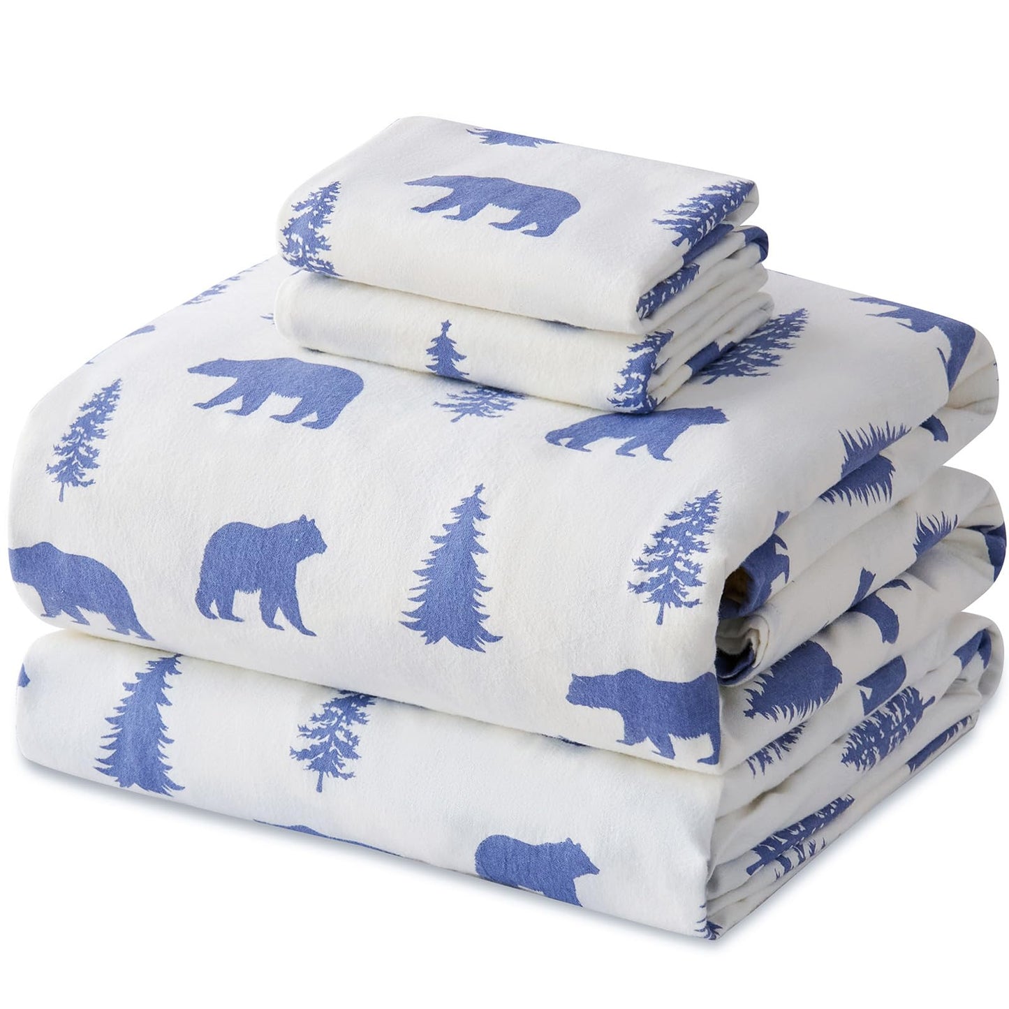 LANYETON 100% Cotton Flannel Sheets, Ultra Soft Cozy Warm Bed Sheets Set for All Season, 16" Deep Pocket, 3PC, Twin