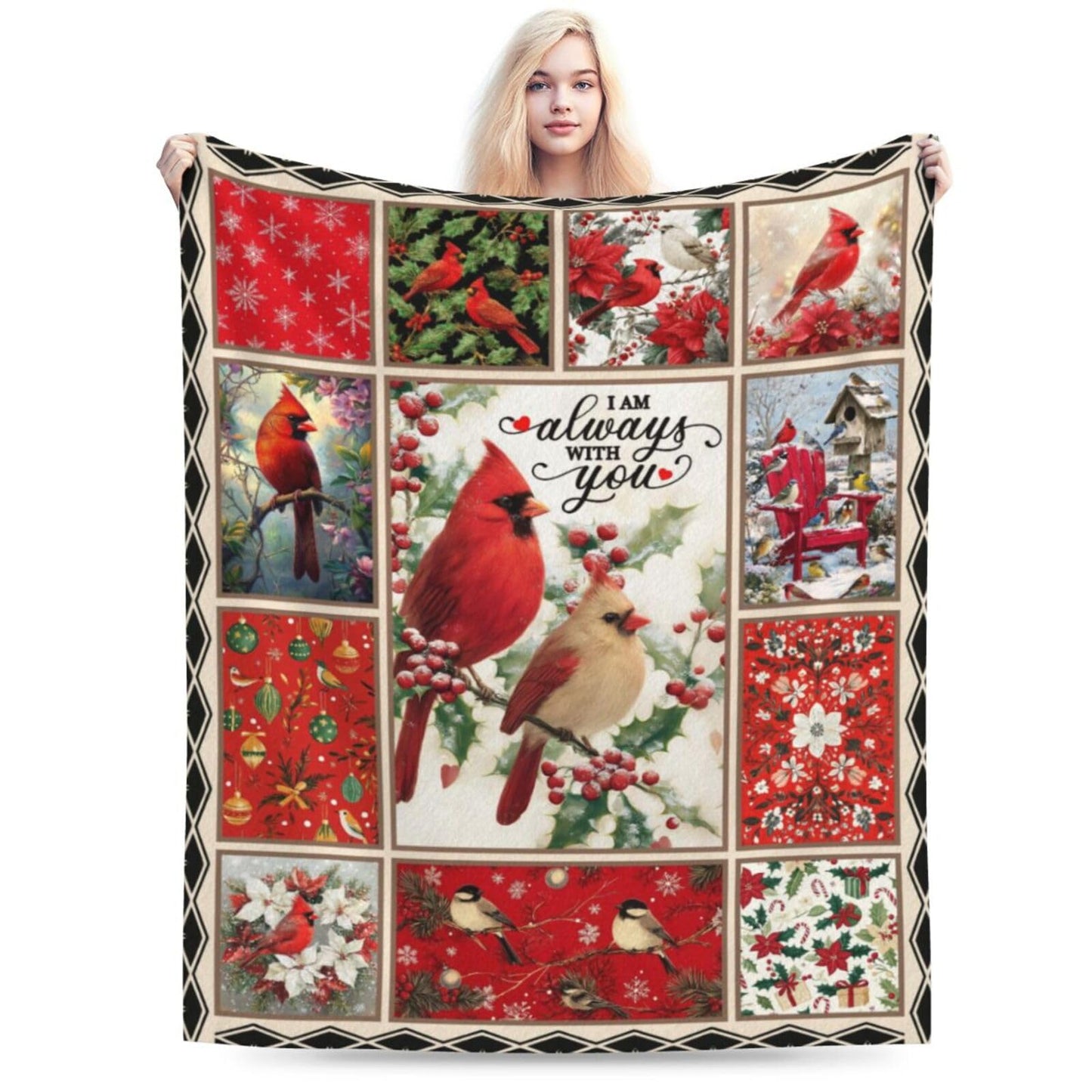 Cardinal Throw Blanket Christmas Cardinals Flannel Blankets Red Birds Plush Super Soft Cozy Warm Decor Gifts for Boys Girls Kids Adults Men Women 40" x 50"