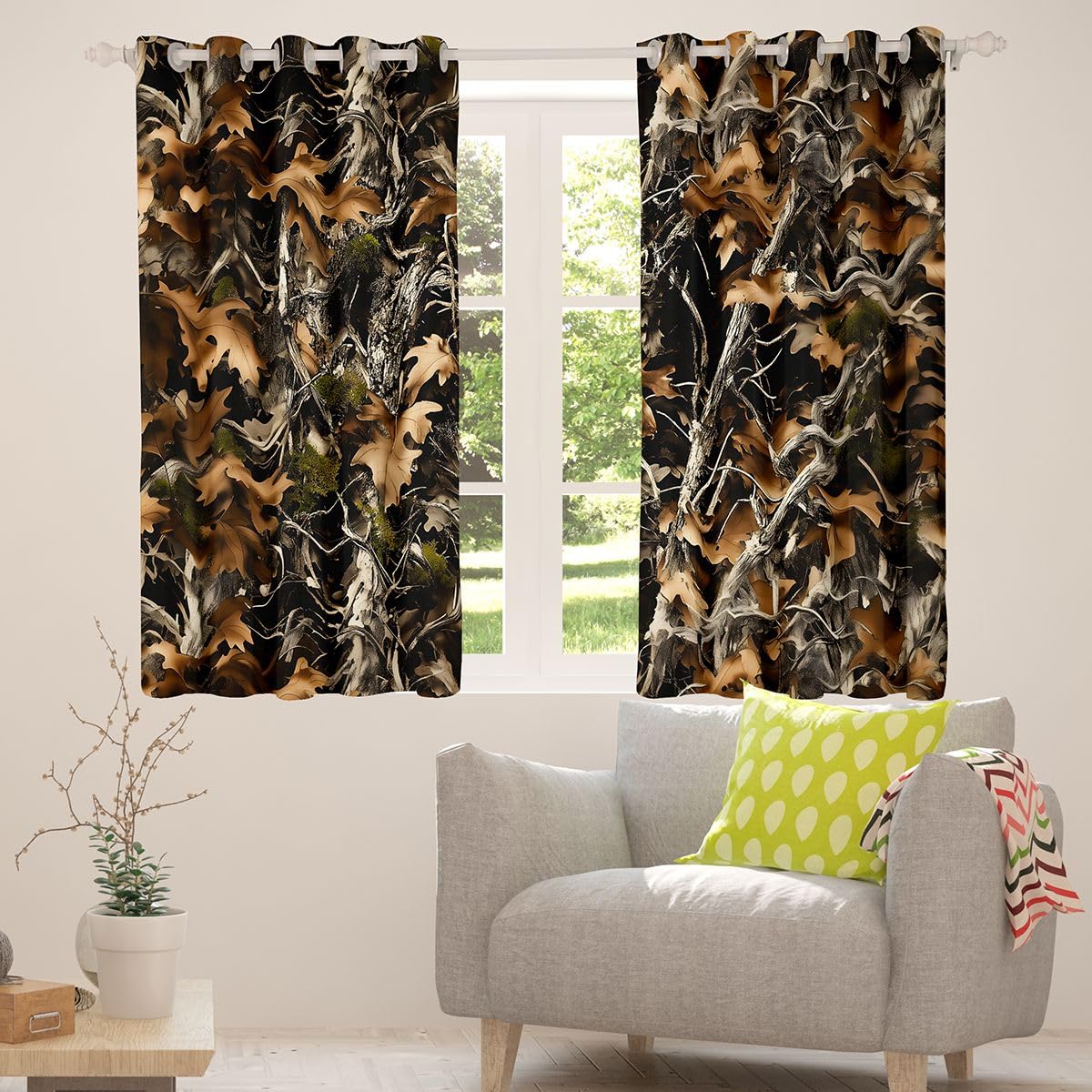Feelyou Tree Branches Curtains for Bedroom Living Room Tree Blackout Shades Botanical Room Darkening Curtain Leaf Window Treatments, 2 Panels 52 x 63 Inch Nature Theme Decor