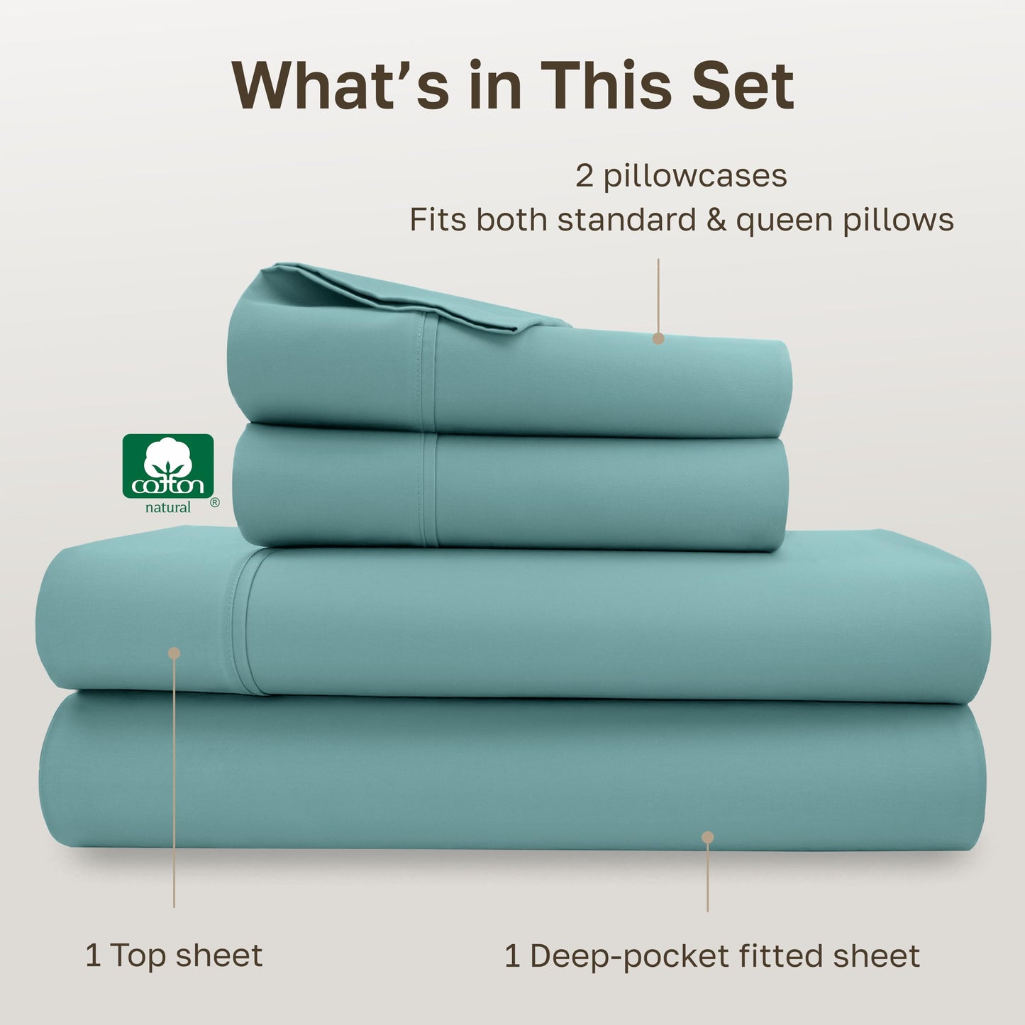 California Design Den Soft 100% Cotton Sheets Queen Size Set, 400 Thread Count Good Housekeeping Award Winner, Silky Smooth Sateen Weave with Deep Pockets, Durable Cotton Bed Sheet Set - Teal