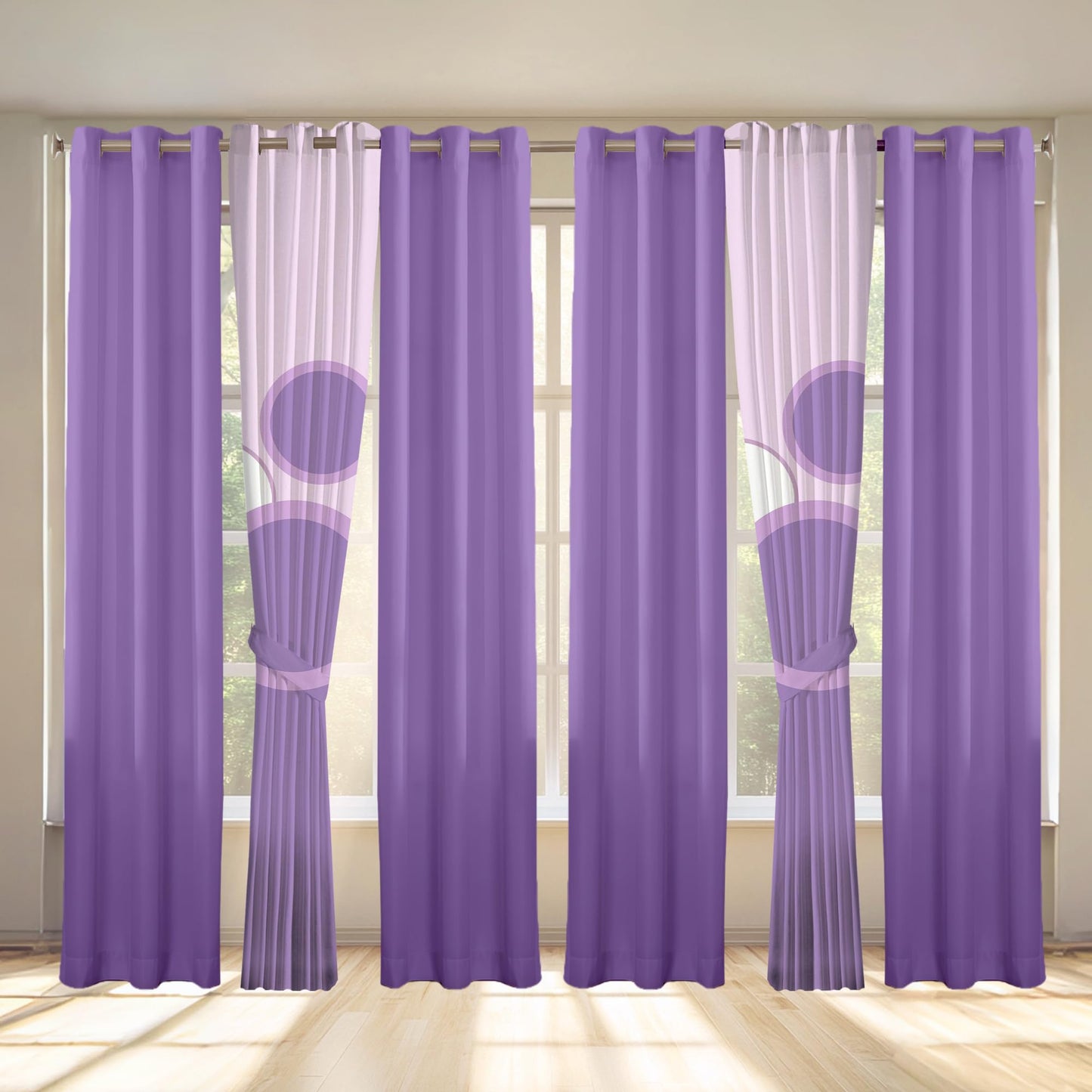 Chic Purple Dots King Light Comforter Set, Luxury 9-Piece Bed in a Bag King Bedspread with Matching Curtains Ultra Soft & Breathable Polka Dot Bedding, All-Season Decor for Master Suite Refresh