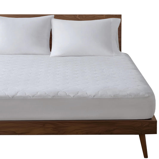 Sleep Philosophy Full Mattress Pad, Cotton Mattress Protector Classic Cloud Quilted Bed Cover, All Natural Breathable Mattress Topper Fitted Pocket Fits Up to 18", Machine Washable, White