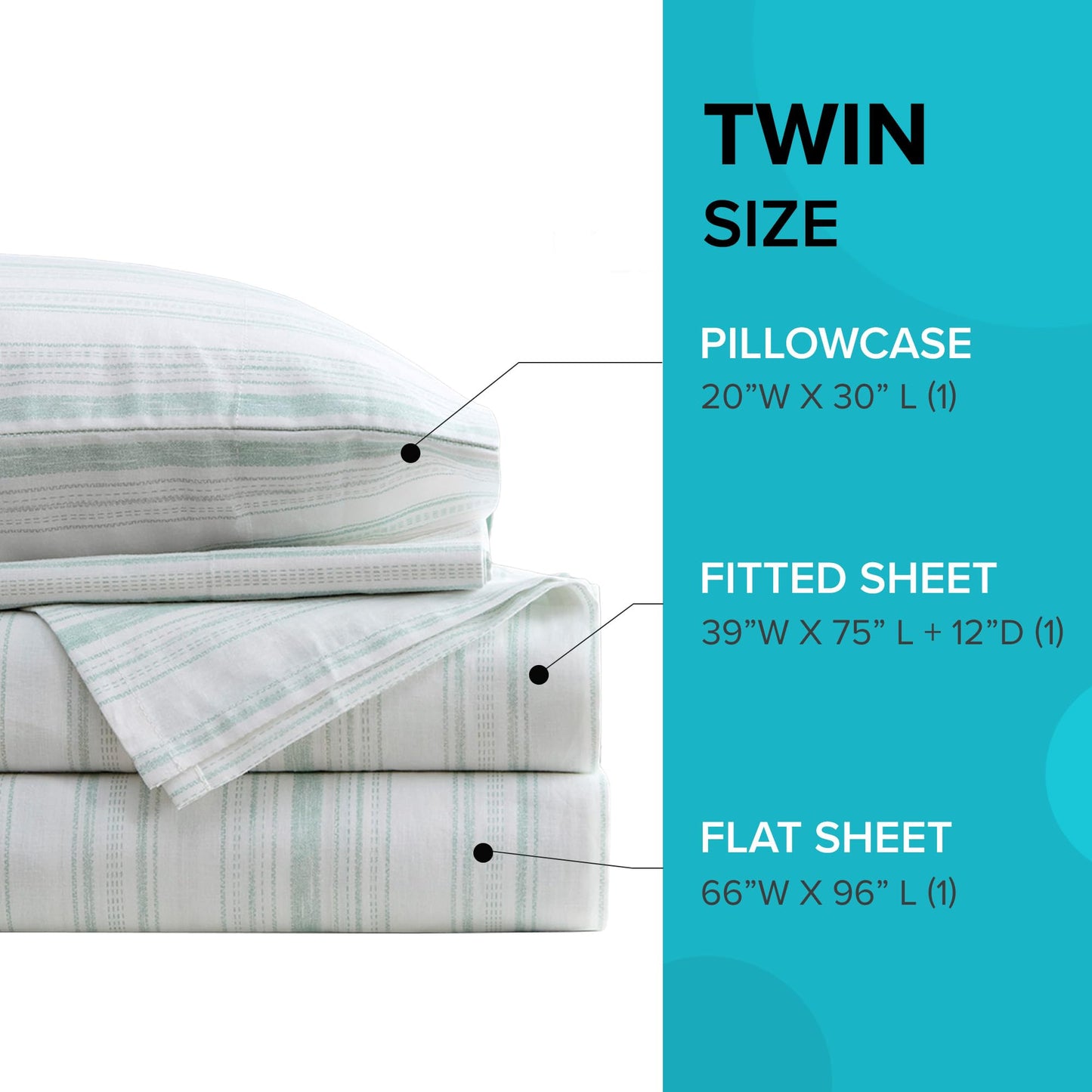 Comfort Spaces 100% Cotton Sheet Set Breathable, Lightweight, Soft with 12" Elastic Pocket Fits up to 14" Mattress, All Season Cozy Bedding, Matching Pillow Case, Twin Good Vibes 3 Piece