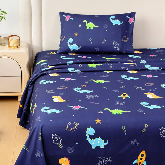 MICORAL Kids Twin Sheet Set Dinosaur, 3 Pieces Sheets for Boys & Girls, Soft Printed Microfiber Bed Sheets, Deep Pocket Cozy Toddler Bedding Set