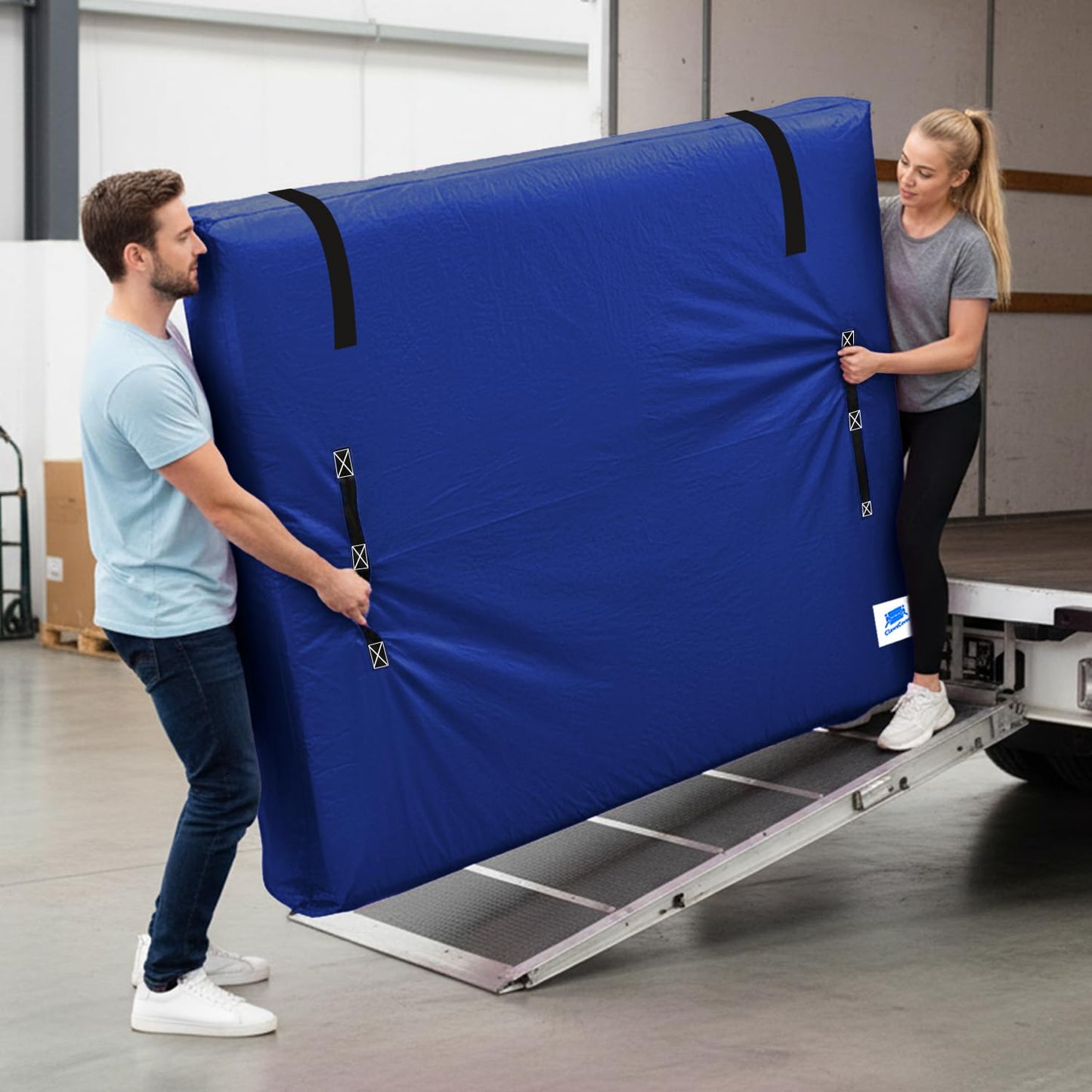 Mattress Bags for Moving and Storage,Queen Size,with Adjustable Adhesive Straps,8 Handles,Strong Zipper,Heavy Duty & Waterproof & Dust Proof,Reusable Mattress Protector Covers,Navy