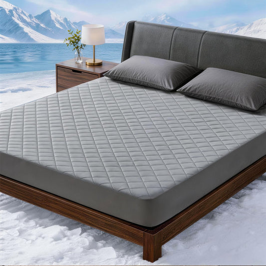 Welfibr Cooling Mattress Pad for Hot Sleepers Noiseless Mattress Protector Bed Cooling Pad 3 x Breathable Mattress Topper Q-Max 0.45 Cool Touch, 3D Mesh Deep Pocket Bed Cooling Cover Grey Queen