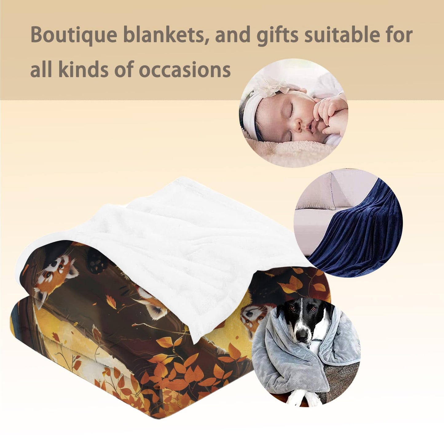 Ti Caldi Autumn Red Panda Family Blanket Soft Cozy, Lightweight & Fluffy Flannel Throw Blankets - Perfect for Couch, Bed, Travel - Warm Home Decor for Indoor & Outdoor Use 60"x50"
