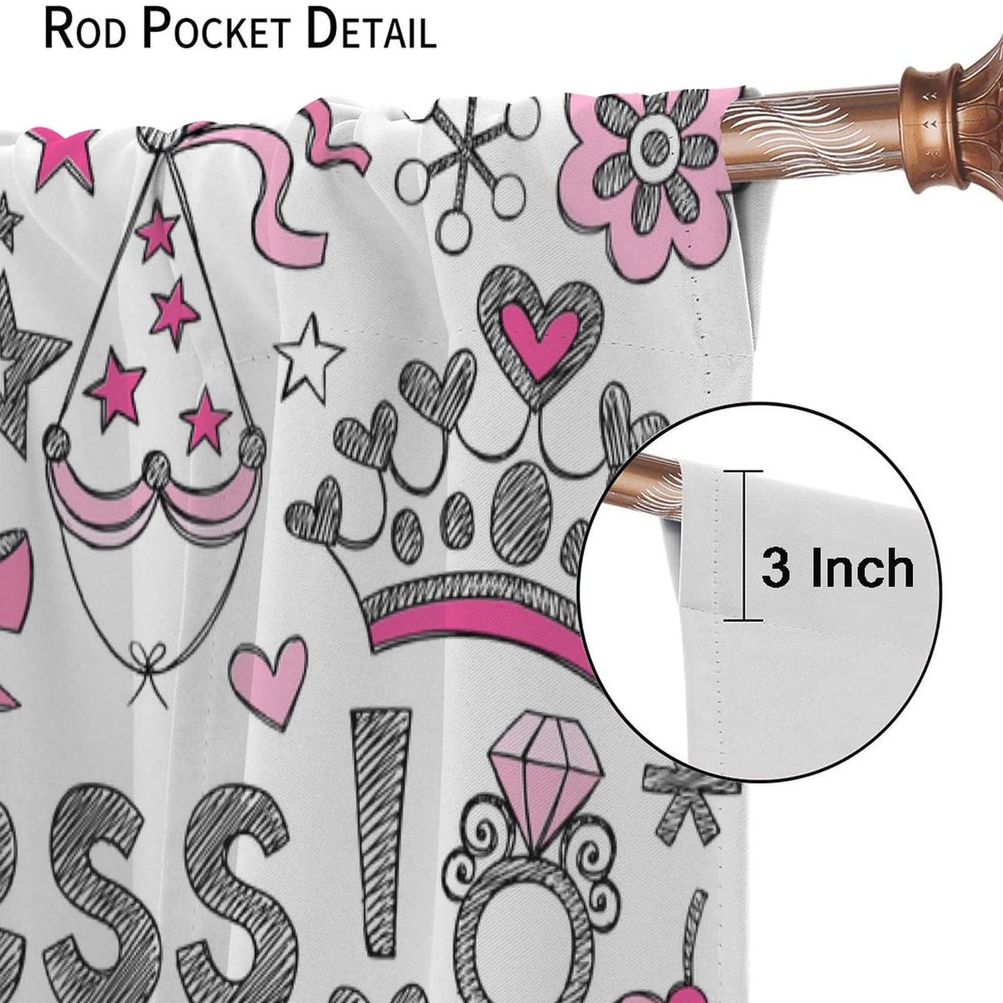 DDCBNS Cute Princess Curtains for Girls Bedroom,Cartoon Fairy-Tale Style Window Treatments for Kids Women Room Living Room Lovely Girl Decor Drapes 2 Panel Set,Total Size 42 x 45 Inch