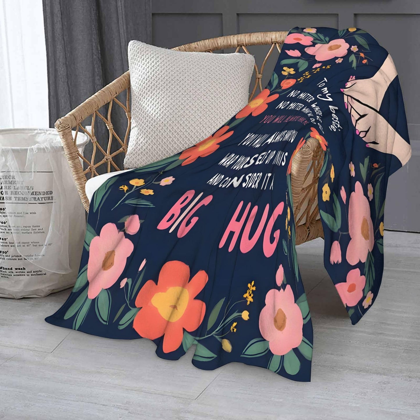 Sending You A Big Hugs So Its There When You Need It Blanket Cozy Flannel Comfort Throw Sympathy Healing Gift Encouragement Blanket for Family and Friends (White 18, 50x60in(127cm*153cm))