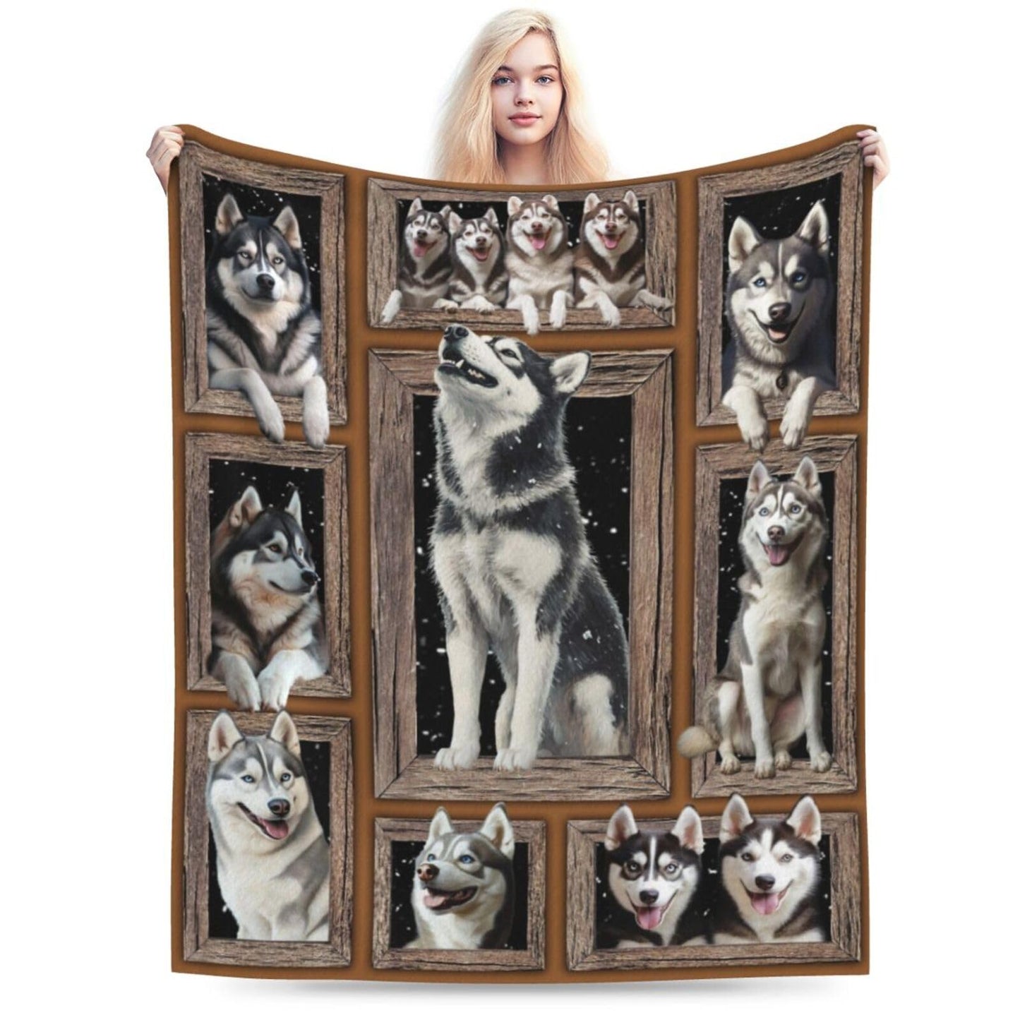Siberian Husky Throw Blanket Funny Huskey Dogs Flannel Blankets Huskies Fuzzy Plush Super Soft Cozy Warm Decor Gifts for Boys Girls Kids Adults Men Women 40" x 50"