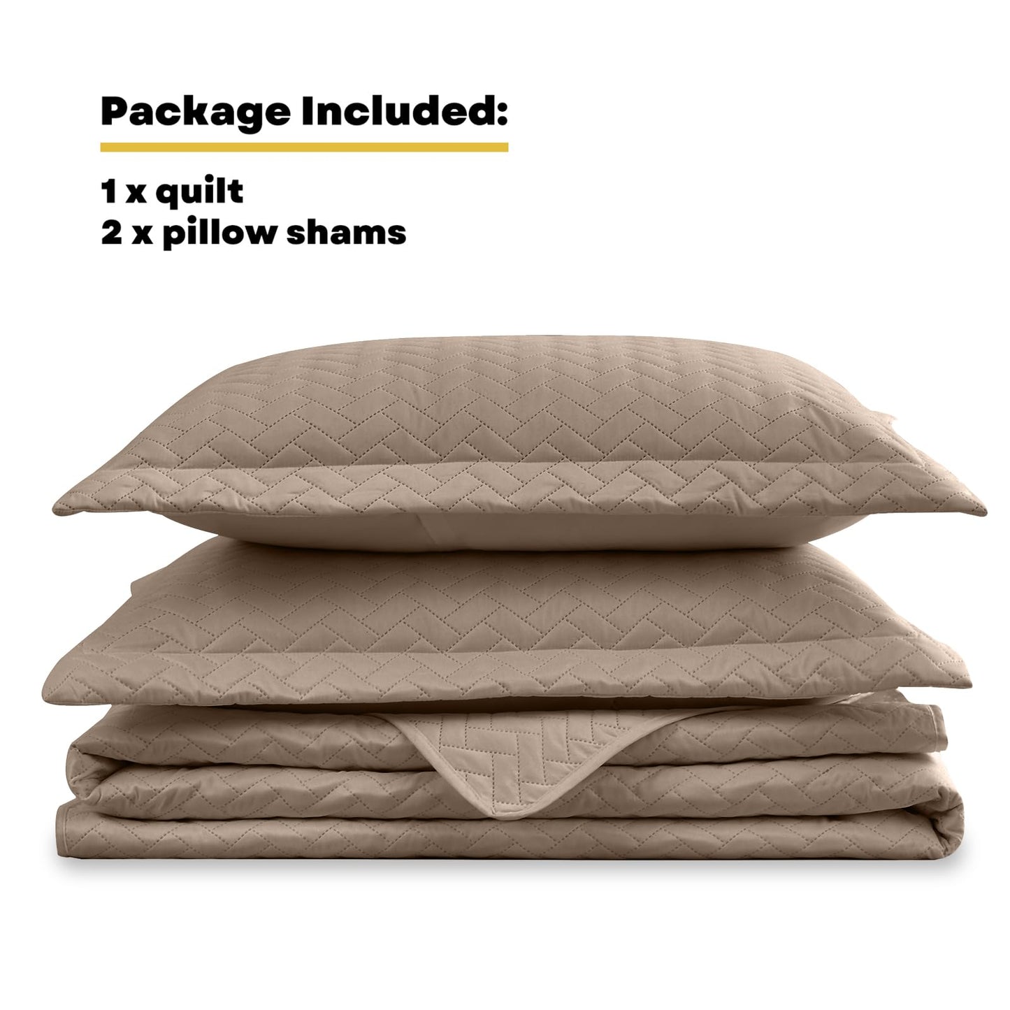 Maple&Stone Quilt Set Queen Size, Brown Lightweight Bedspread Ultrasonic Chevron Pattern Light Coverlet for All Season Comforter Bedding Decor - 3 Piece Queen Bed Cover Sets