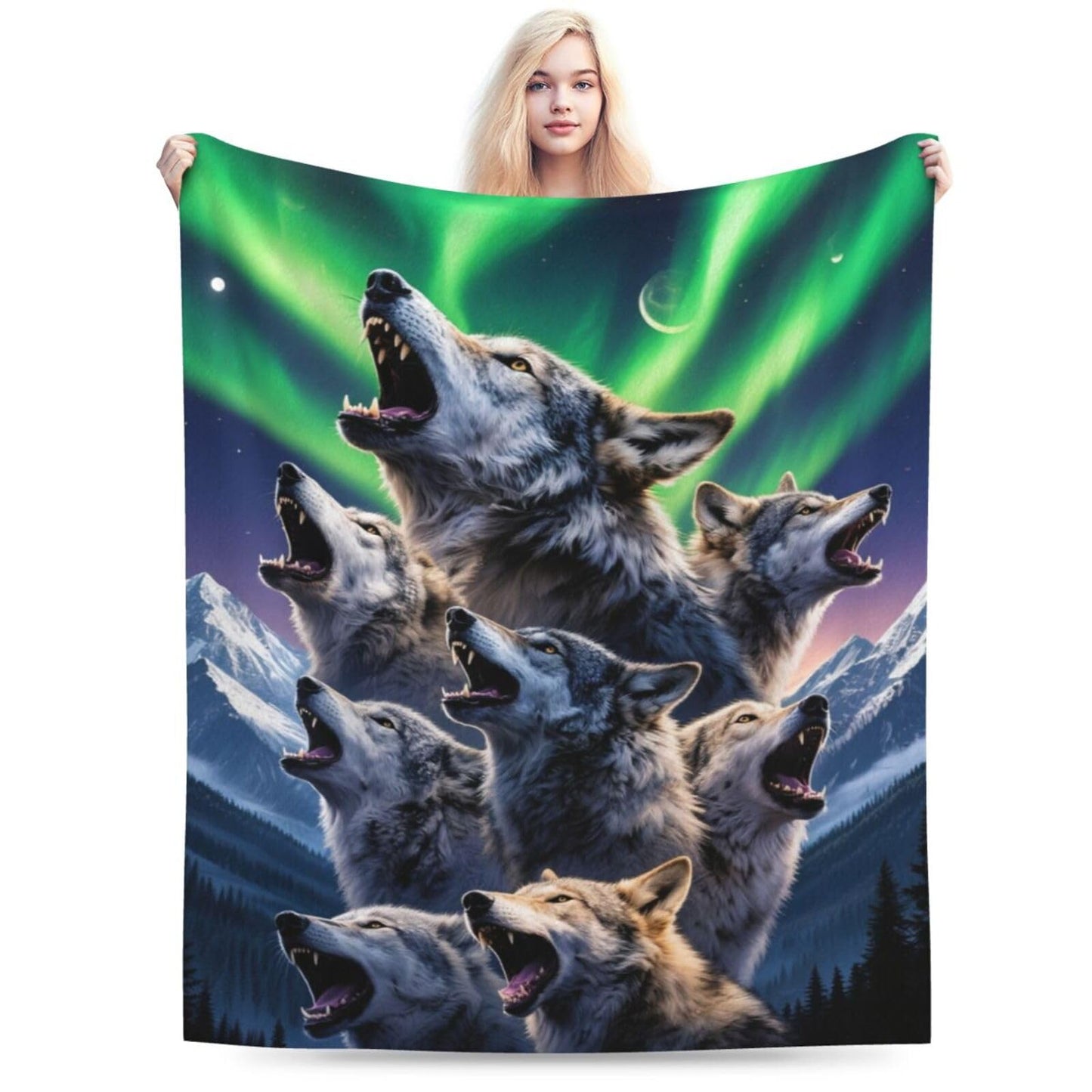 Wolf Blanket, Soft Plush Fleece Animal Throw Blanket - Cozy Warm Stuff Blankets Bedding Wolf Gifts for Women Girls Kids Adults 40"X50"