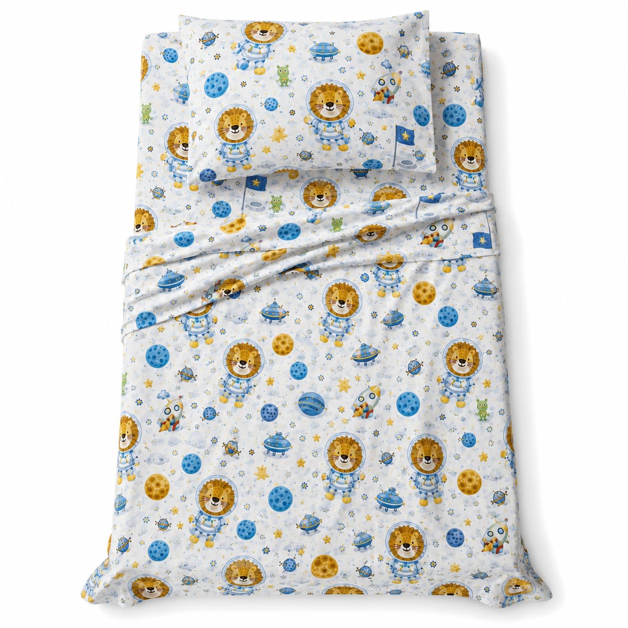 YIYEA 100% Cotton Kids Sheets, Ultra Soft Cozy Cute Bed Sheets Set for Girls, Boys, Teens, 16" Deep Pocket, 3PC, Twin
