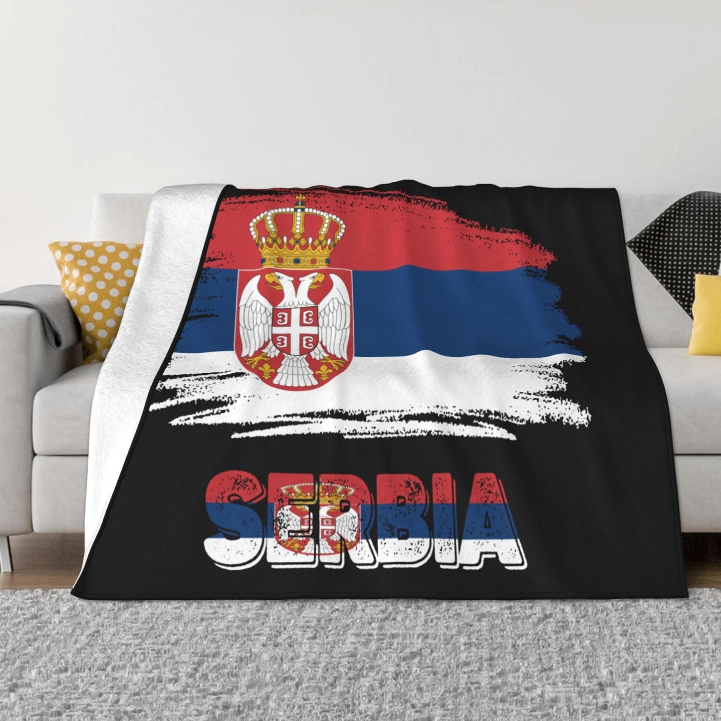 Serb Flag Blanket Super Soft Flannel Blanket Comfy Couch Lightweight Blankets Warm Plush Throw Blankets for Couch, Bed, Sofa Cozy for All Seasons 50"X40"