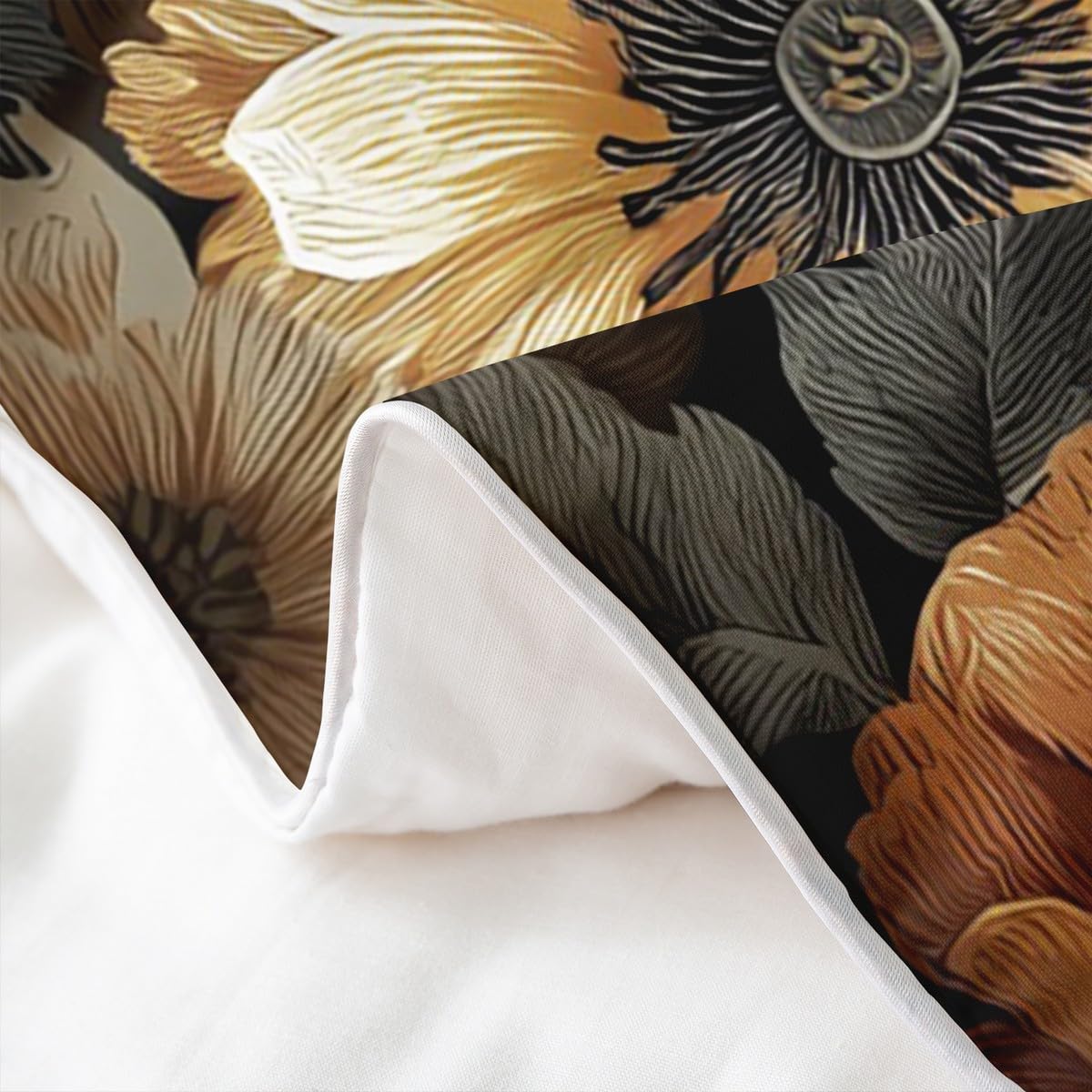 Erosebridal Mid Century Full 100% Cotton Duvet Cover, Abstract Boho Floral Bedding Set for Women Men Adults Kids, Colourful Tropical Leaves Comforter Cover, Chic Modern Flower Black Bedclothes