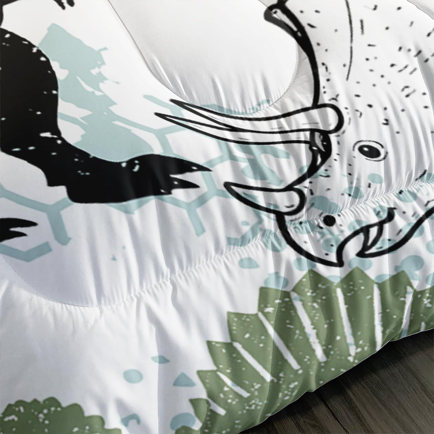 QOOMO 3Pcs Dinosaur Comforter Set Twin,Cartoon Dinosaur Bedding Set for Teens Boys Girls,Dinosaurs Printed Comforter with 2 Pillowcases,Down Alternative,Soft and Lightweight