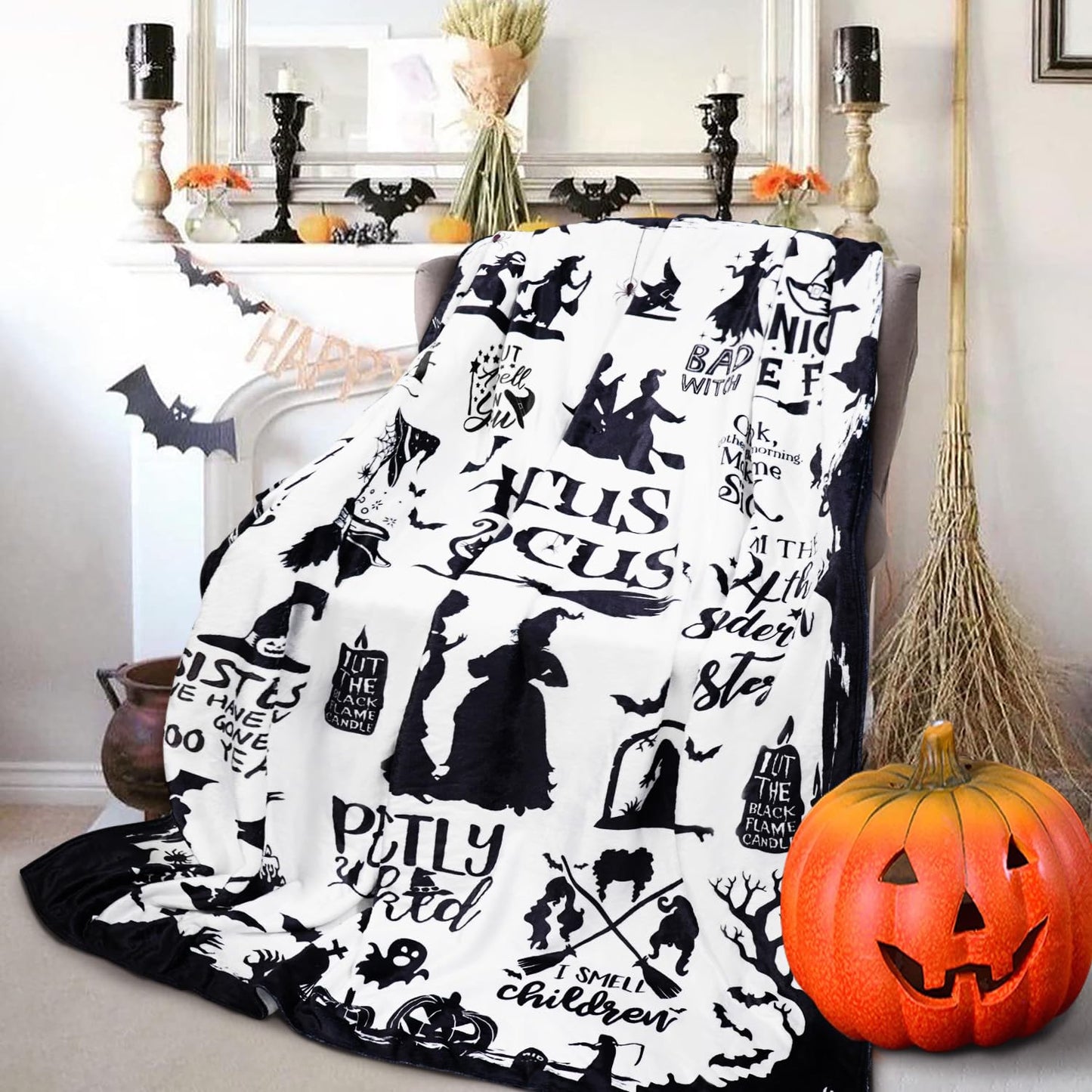 Metawu Halloween Blanket,Witch Flannel Throw Blankets, for Kids Women,Halloween Throw Blanket for Couch Sofa Bed Chair Decorations 50 x 60 inches