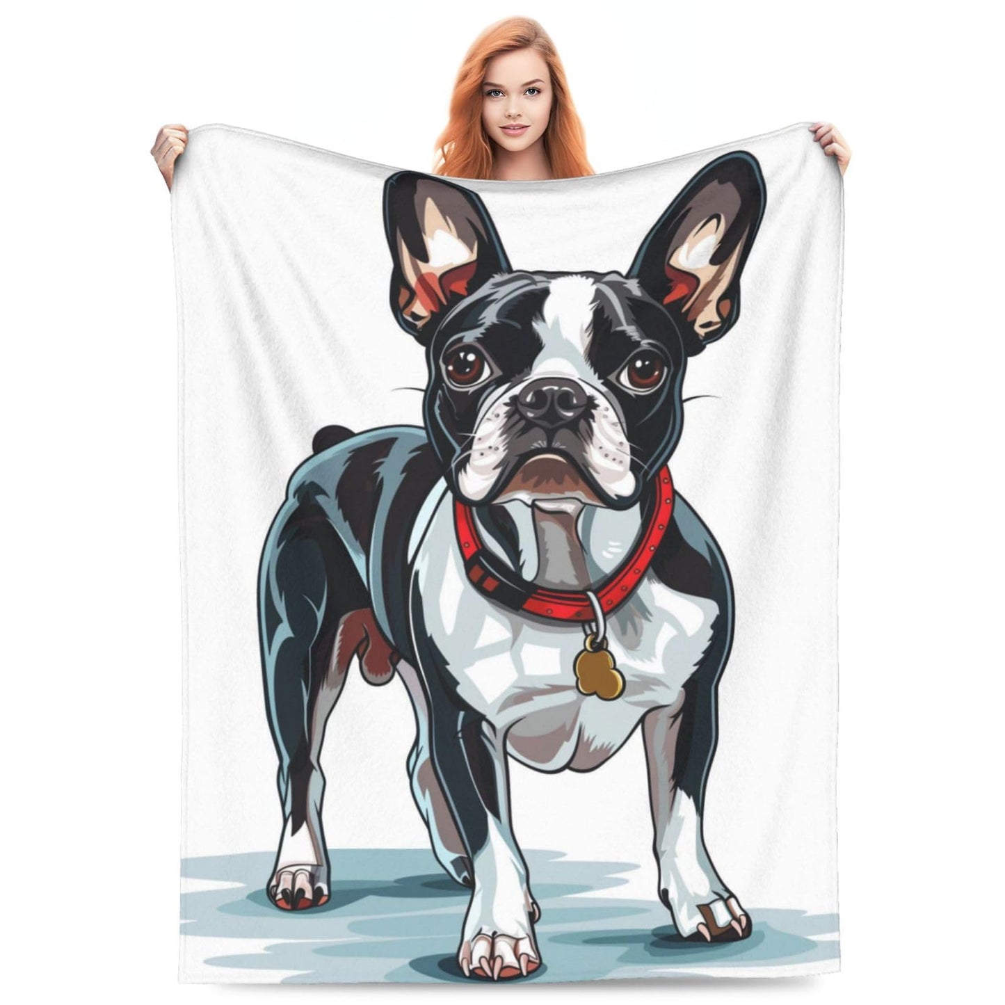 TZJCCMAY Boston Terrier Blanket for Kids Women Adults, Cute Dog Lover Throw Blankets, Soft Lightweight Fleece for Bed Sofa Home Living Room Decor, Birthday Gifts, 50x60in