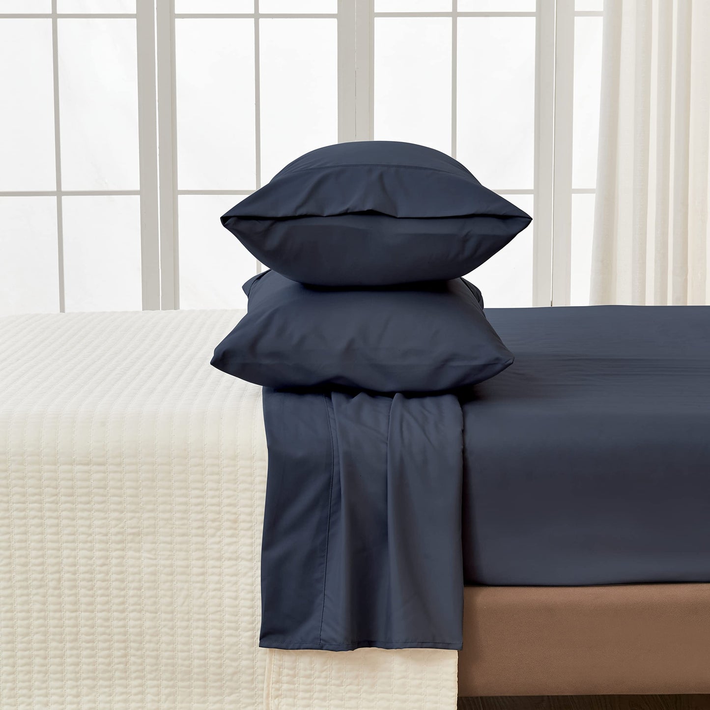 Great Bay Home 3-Piece Twin Blue Microfiber Sheet Set - Ultra-Soft, Brushed Bedding Sheets & Pillowcases - Wrinkle & Fade Resistant, All-Season Bed Sheets for Bed (Twin, Ocean)