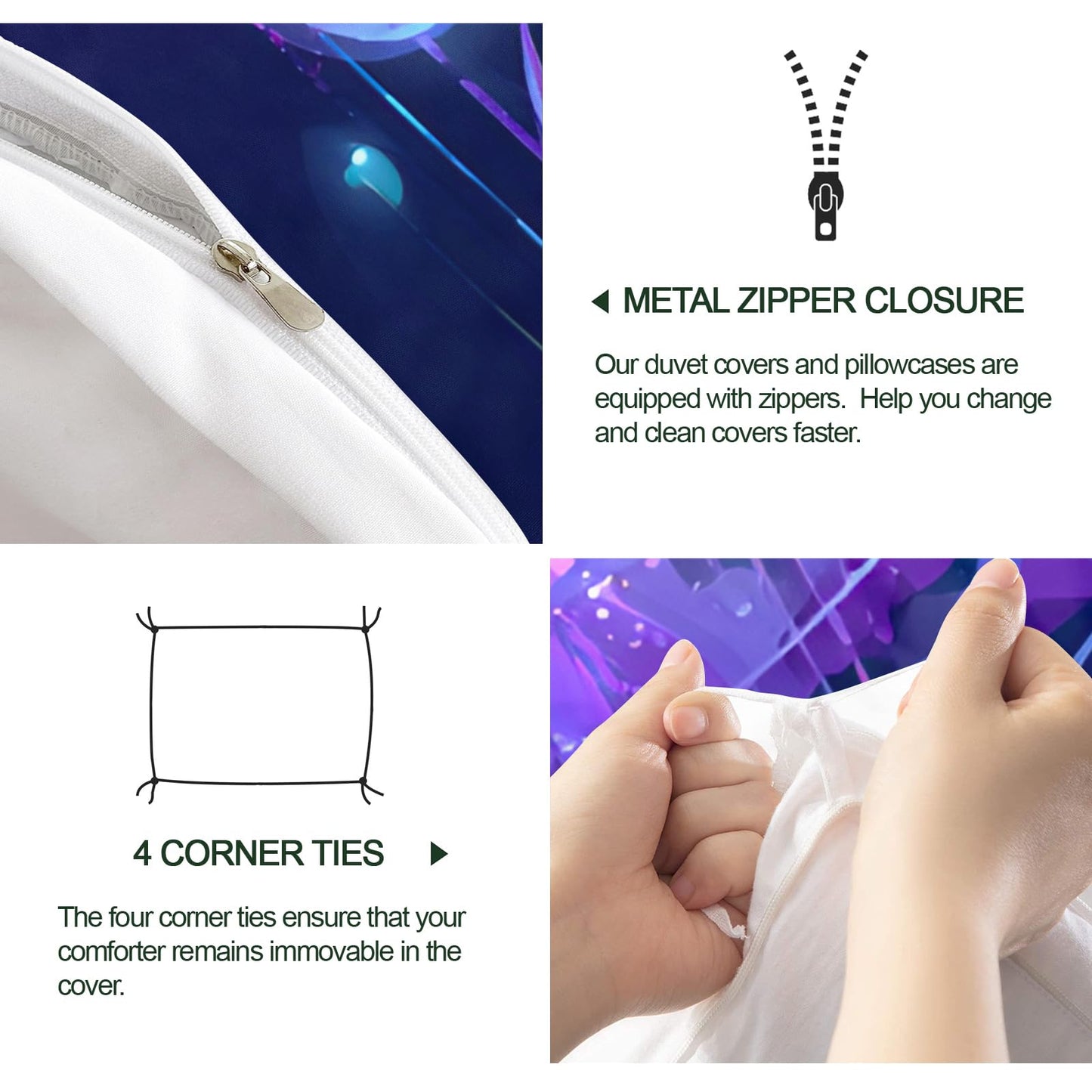 Jellyfish Duvet Cover Set King Size Lightweight for Kids Girls Boys, Ocean Aquatic Animal Jellyfish Bedding Set 3 Pieces with Zipper Closure, Sea Underwater World Comforter Cover with 2 Pillowcases