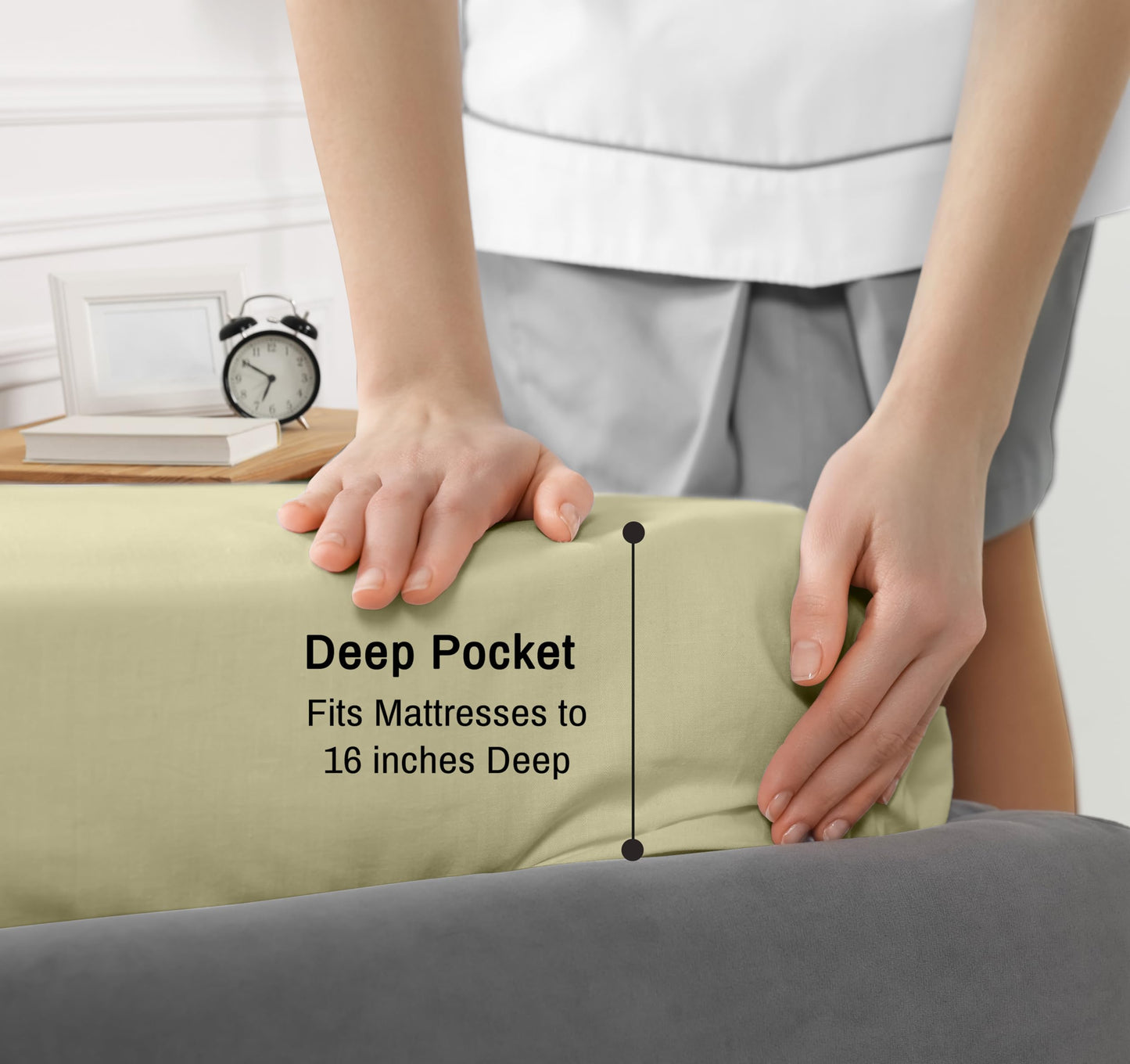 RUVANTI 100% Cotton Percale Sheets Full Size, Sage Green
