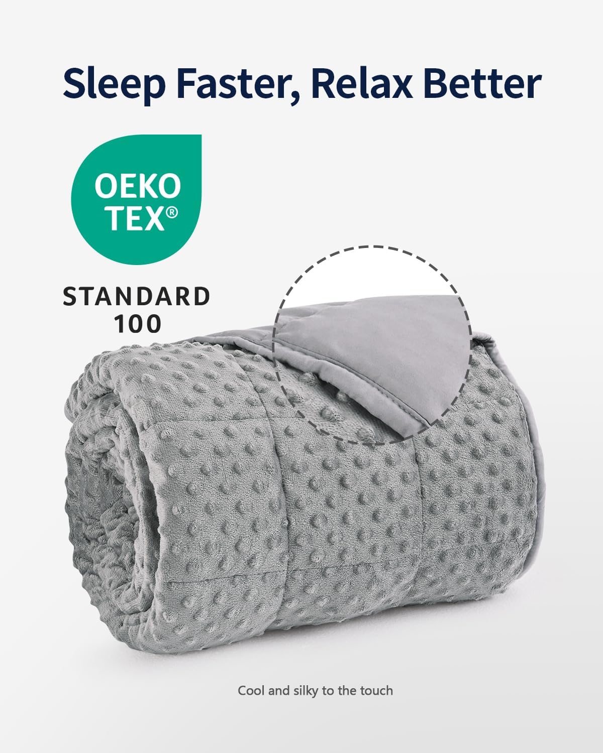 Mr. Sandman Weighted Blanket for Adults Queen Size 18 lbs, Soft Cooling Heavy Minky Blanket for Sleep, Washable Throw Blanket with Glass Beads, 60 x 80 Inches, Grey
