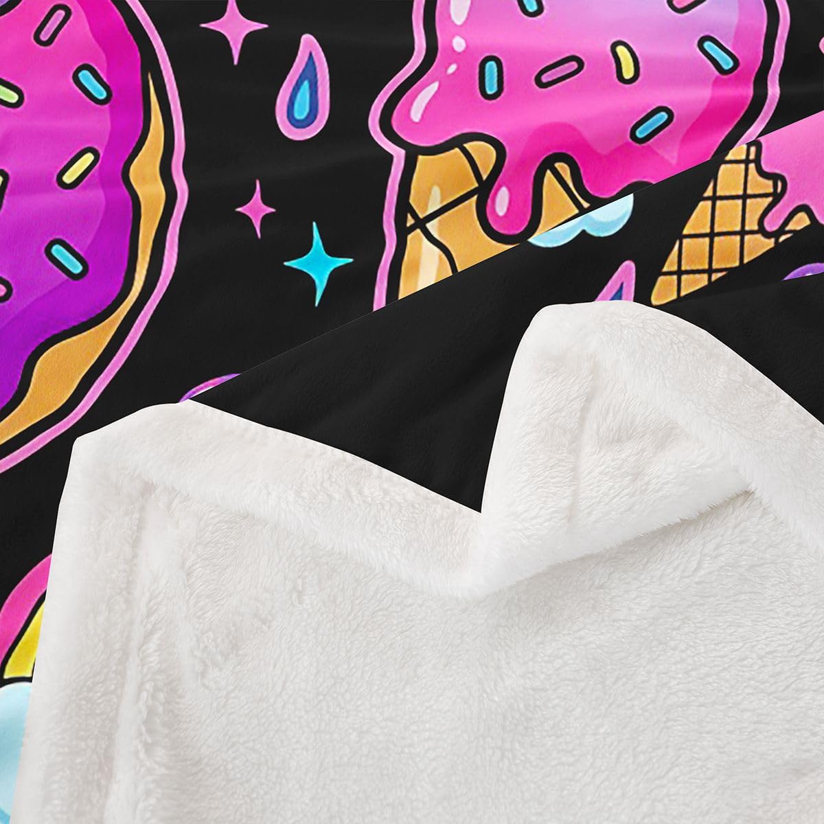 jejeloiu Six Seven 6 7 Throw Blanket Funny Ice Cream Drip Soft Fleece Sherpa Cozy Fuzzy Plush Warm Dunuts Sprinkles Fuzzy Plush Throw Coquette Aesthetic Throw 50"x60" for Bed Couch Living Room