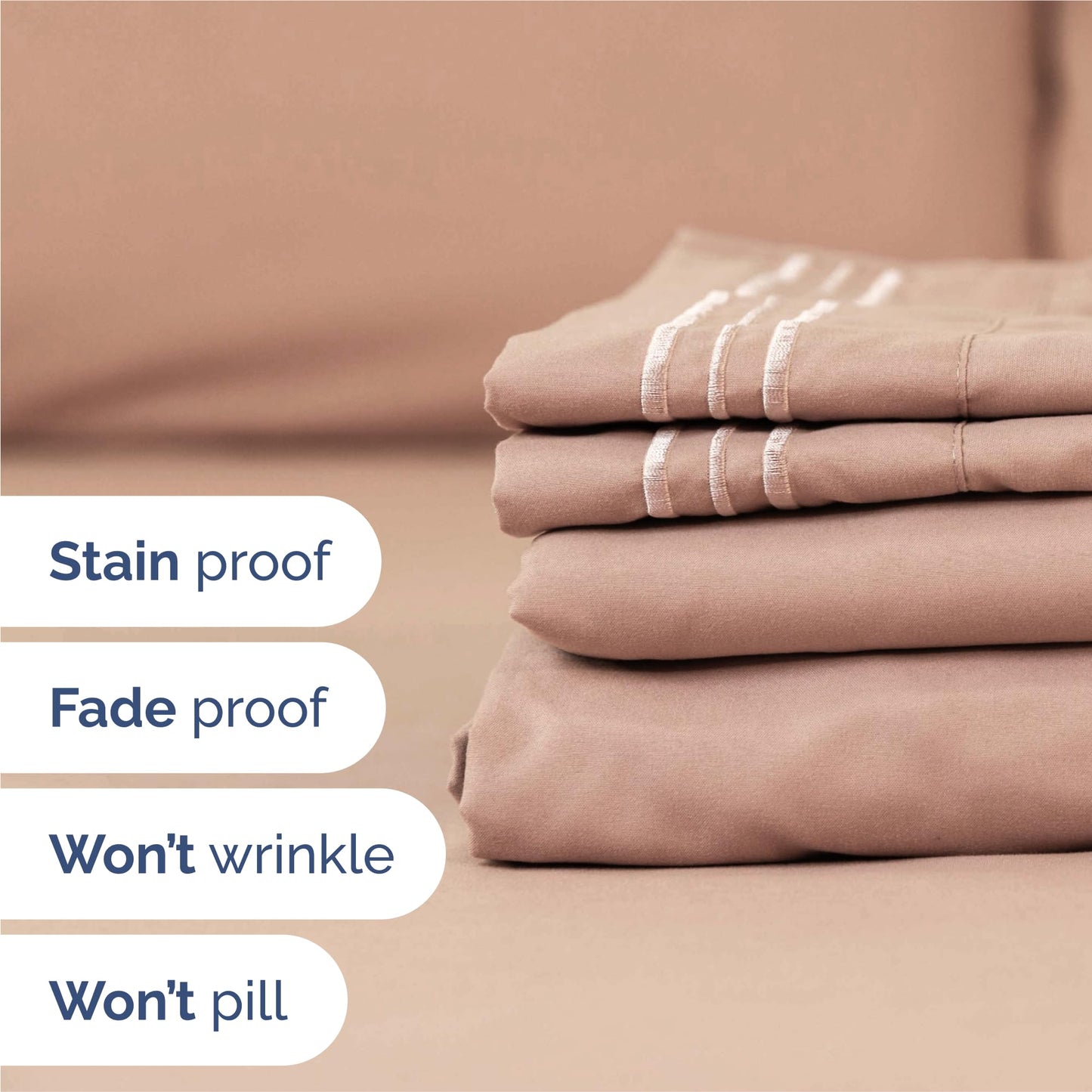 Split King Size 5 Piece Sheet Set - Comfy Breathable & Cooling Sheets - Hotel Luxury Bed Sheets for Women & Men - Deep Pockets, Easy-Fit, Soft and Wrinkle Free Sheets - Mauve Oeko-Tex Bed Sheet Set