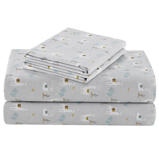 Comfort Spaces 100% Cotton Sheet Set Breathable, Lightweight, Soft with 14" Elastic Pocket Fits up to 16" Mattress, All Season Cozy Bedding, Matching Pillow Case, King Lama Multi 4 Piece