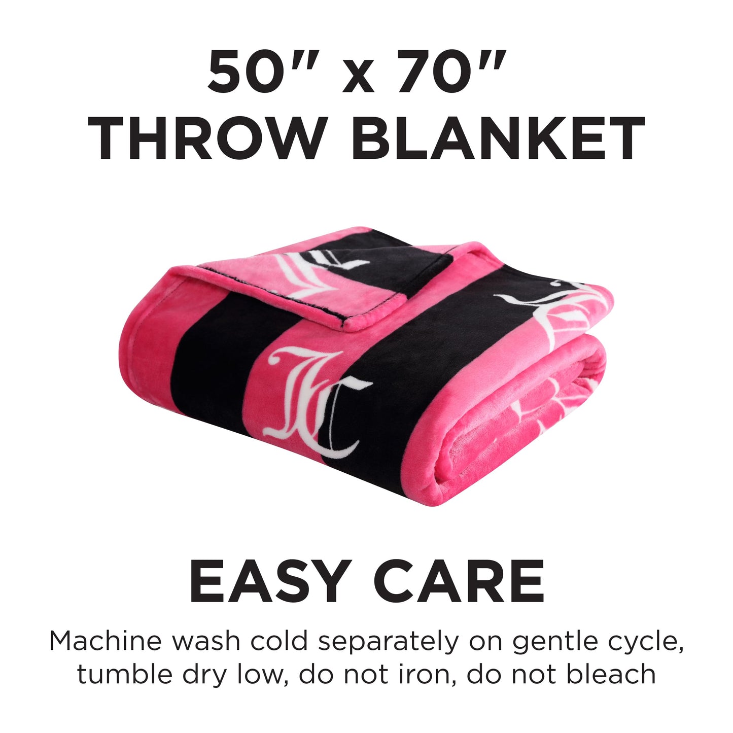 Juicy Couture Cabana Plush Hot Pink Striped 50"X70" Fuzzy Throw Blanket - Luxurious Microfiber Plush Blanket for Ultimate Comfort and Cozy Warmth