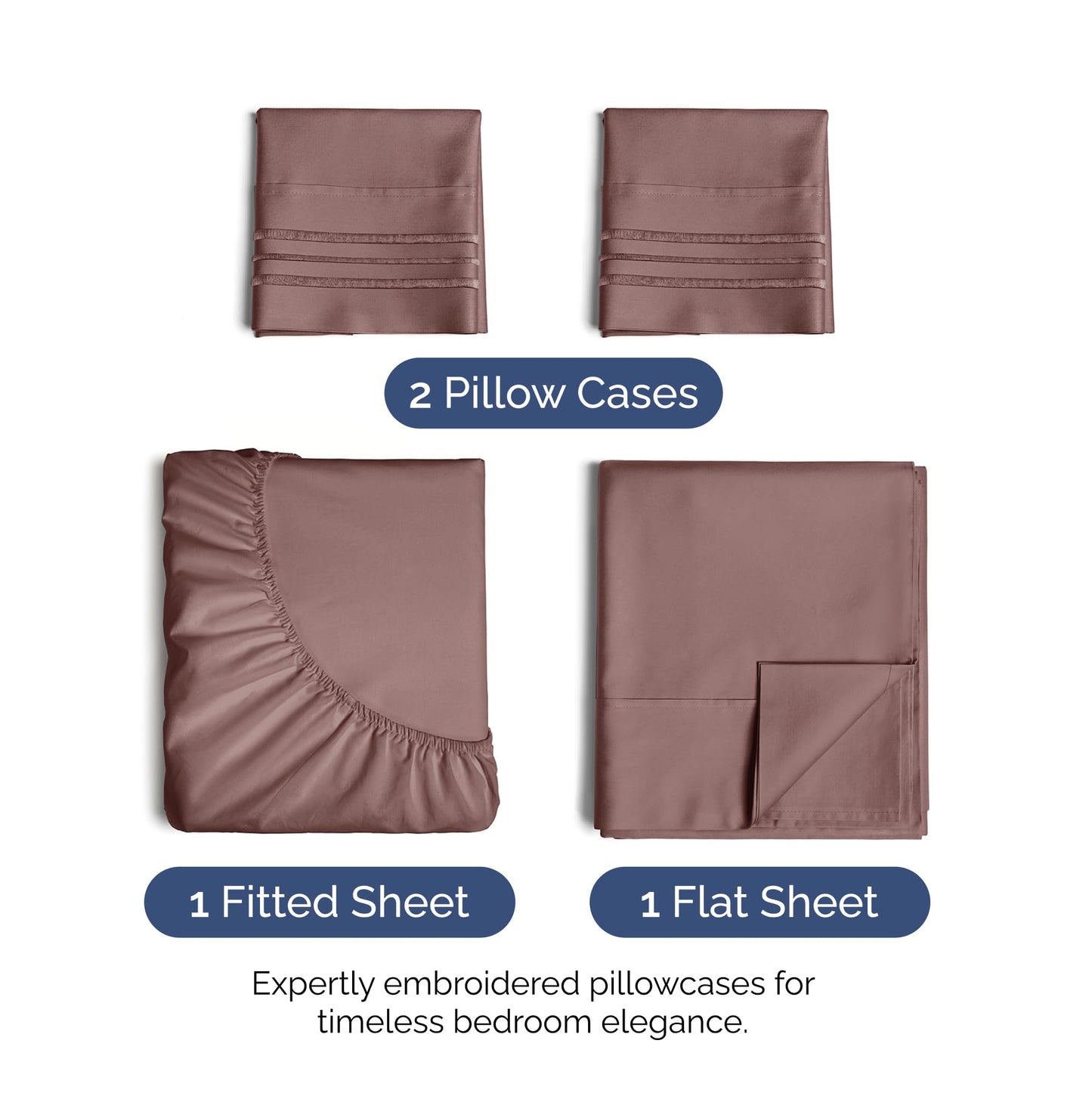 Queen Size 4 Piece Sheet Set - Ultra Soft & Cooling Bed Sheets - Fits 8 Inch to 16 inch Mattress - Wrinkle & Fade Free with Deep Pockets - Easy-Fit, Breathable & Comfy - Hotel Luxury Bedding - Clay