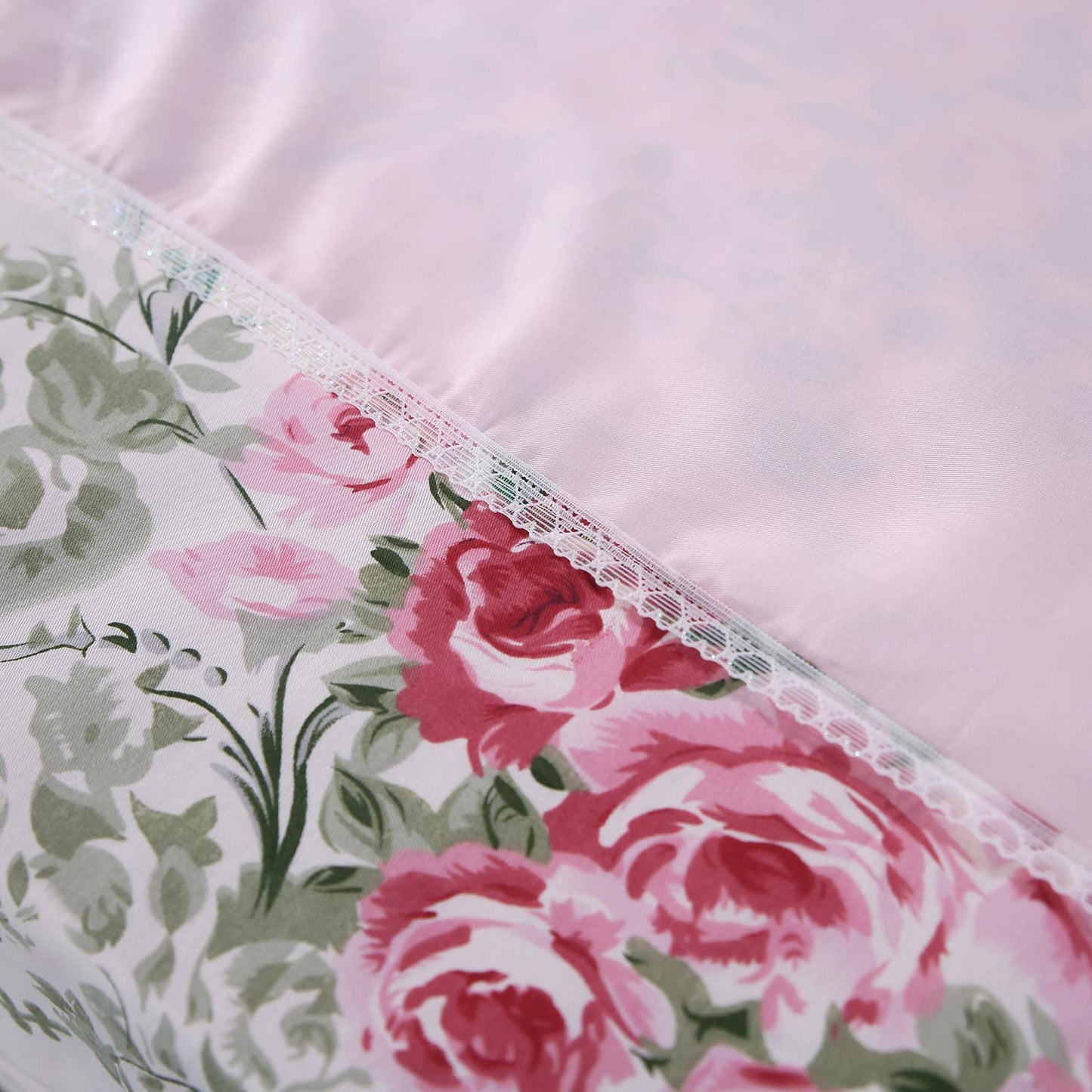 FADFAY Floral Bed Sheets 4Pcs Twin XL 100% Cotton Deep Pocket Fitted Sheet Sets Lightweight Soft Rose Bed Sheets for Girls All-Season Use