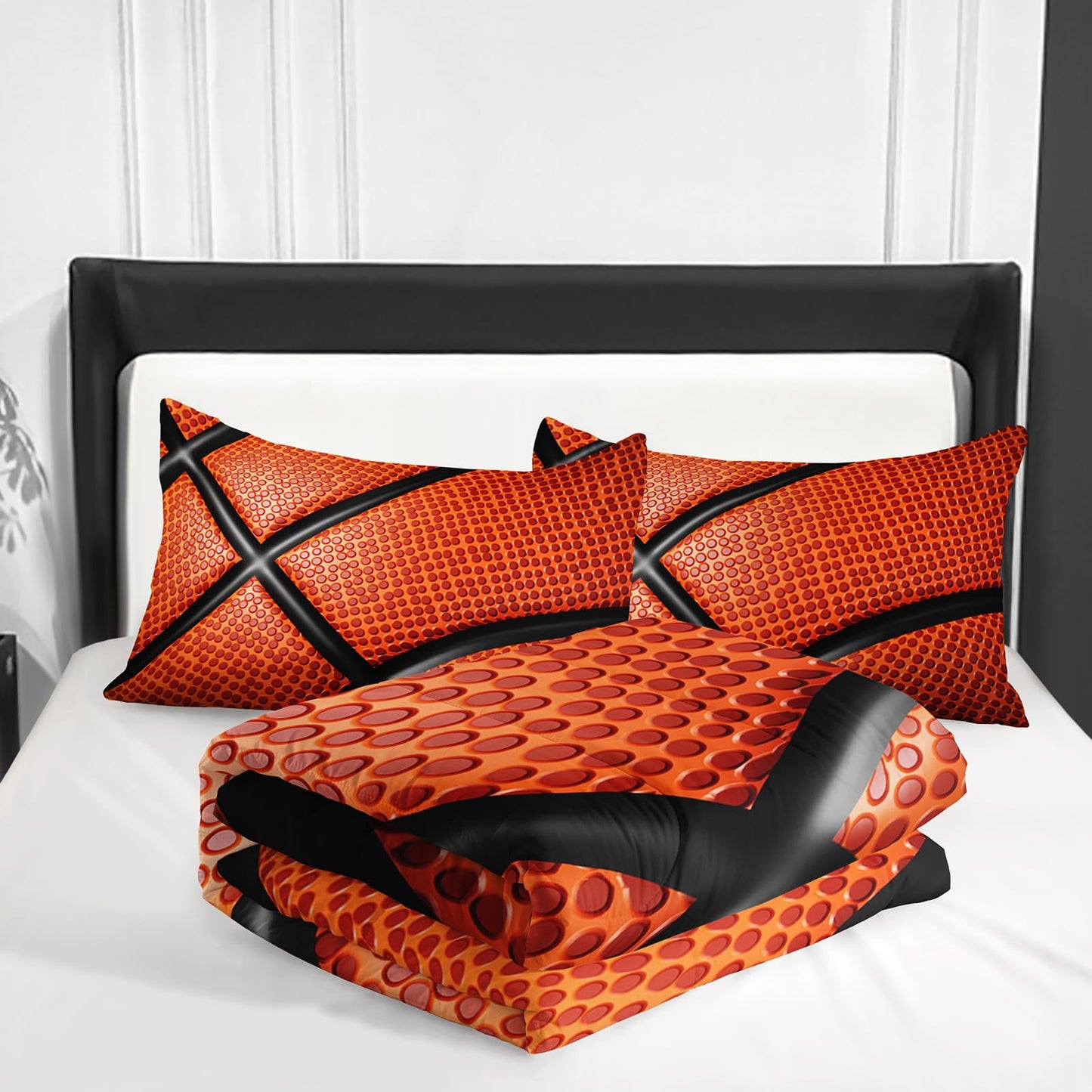 Nttopship Basketball Comforter Set Twin,Basketball Bedding Set for Boys Kids Teens Ultra Soft Microfiber Sports Theme Basketball Bedding Sets with 1 Comforter with 2 Pillowcases