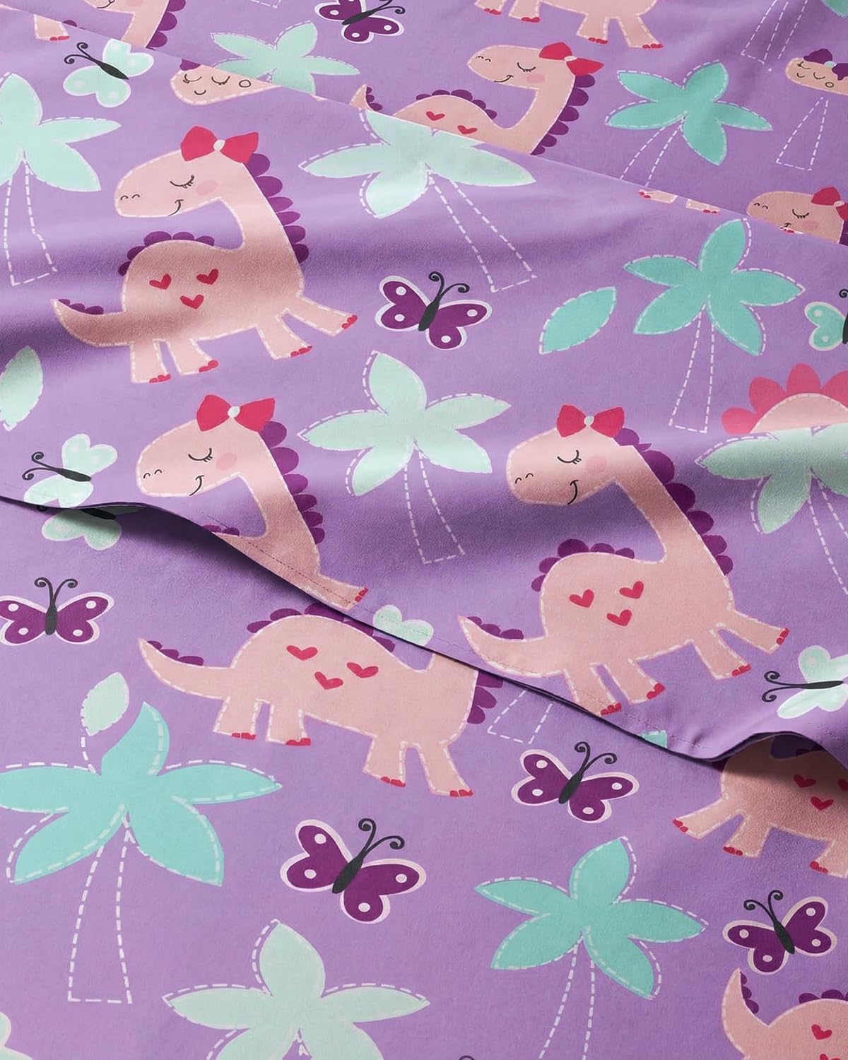 CGK Unlimited Kids Pink Dinos Full 4 Piece Sheet Set - Boys, Girls, Teens, Toddler - Easy Fit with Deep Pockets - Soft, Cooling & Breathable Sheets - Cute, Cozy, Fade & Wrinkle Free - Machine Washable