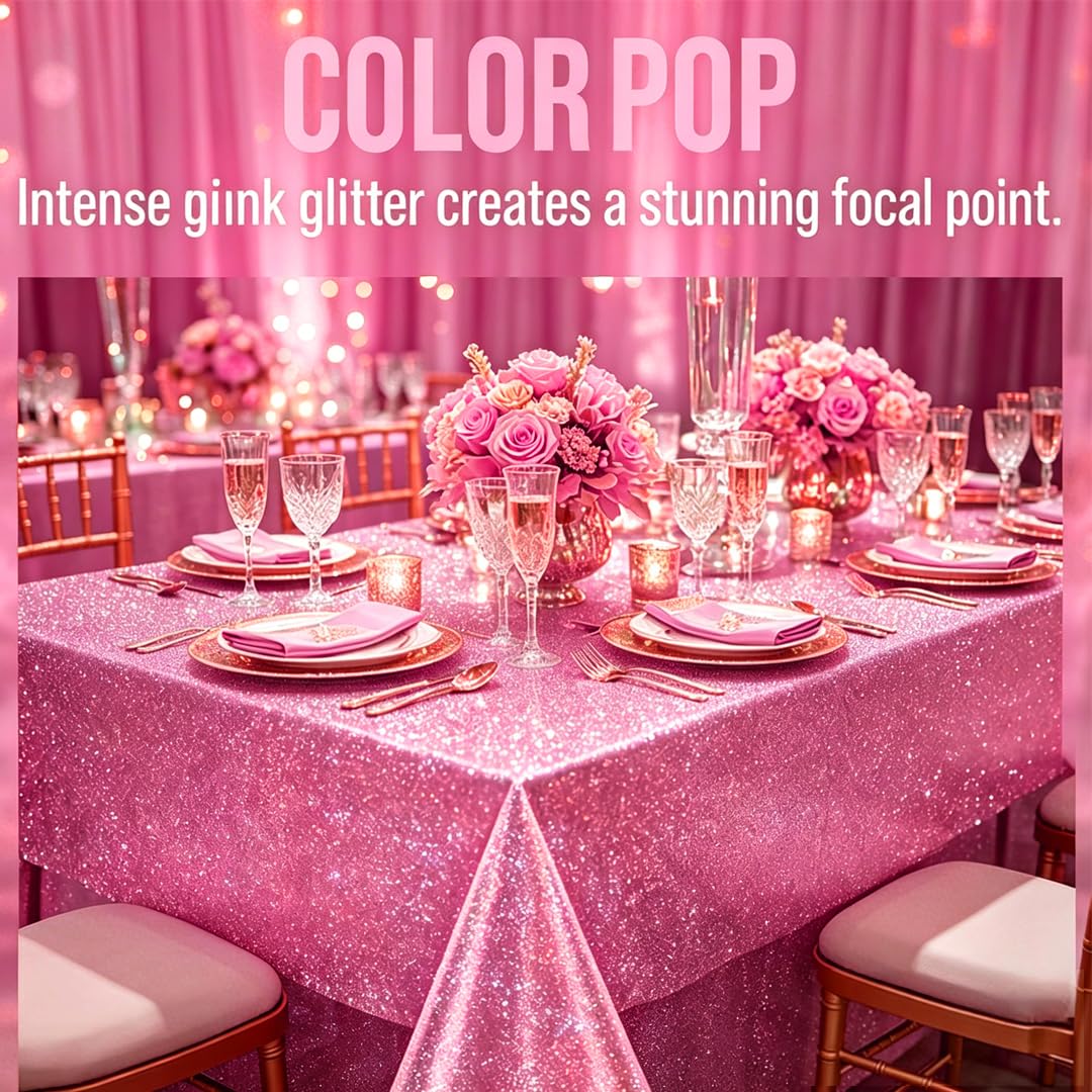 Lesgln 3 Pack Iridescent Pink Tablecloth 54'' x 108'' Disposable Holographic Plastic Rectangle Party Table Cloth Waterproof Oil-Proof for Kpop Birthday Wedding Christmas Theme Party Decorations