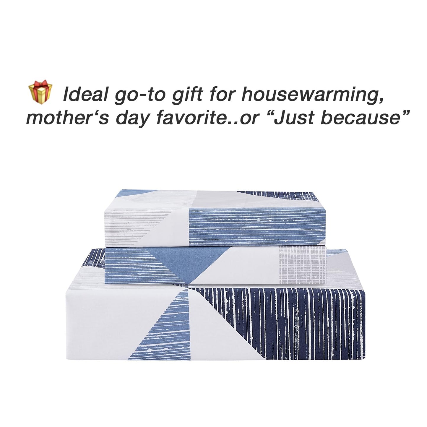 Vaulia Soft Microfiber Duvet Cover Set Queen, Modern Blue Geometric Print Pattern Design All Season, 3-Piece Set with 1 Duvet Cover 2 Pillow Shams