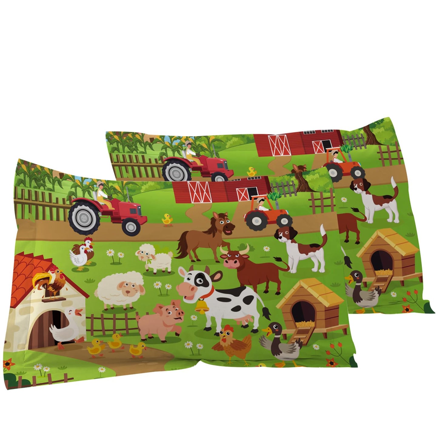 Yasida Farm Animal Cow Twin Size Fitted Sheets for Twin Sheets Set Girls and Boys Bedding Sets Harvest Sheets Goats Chickens Farm Animals Bedding Sheet Soft Microfiber(1*Sheet+1*Pillowcase)