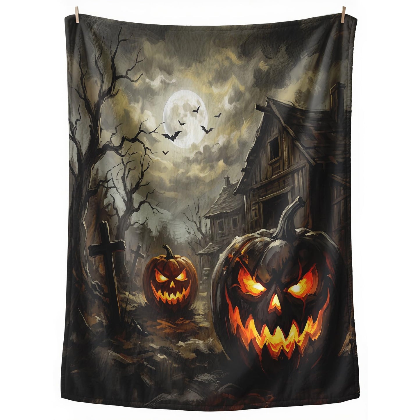 GEDAEUBA Halloween Throw Blanket Pumpkin - Spooky Fleece Blanket Full Size, Soft Cozy Blankets & Throws for Couch, Bed, and Sofa, 84x90 inches