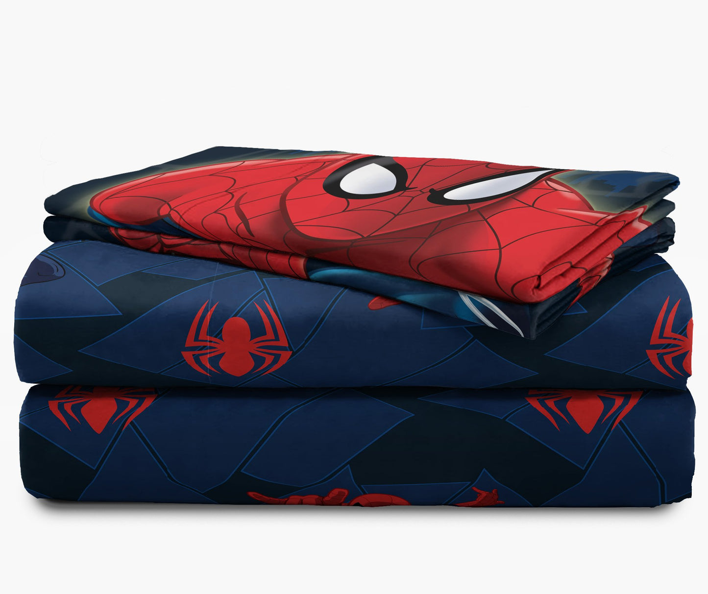 Jay Franco Kids Sheet Set with Fitted, Flat Sheets & Pillow Cover - Ultra-Soft Bedding with Pillowcase for Room Decor, Blue - Spiderman, 4 Piece Full