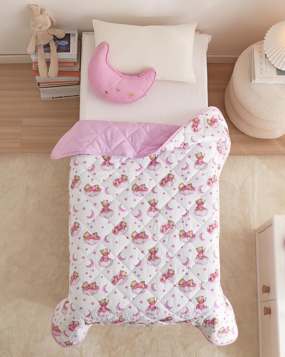 Bear Toddler Comforter - Down Alternative Toddler Microfiber Comforter - Lightweight & Warm Baby Quilt Blanket - Soft & Breathable - Kids Duvet Insert for Crib & Stroller - Machine Washable - 39x47