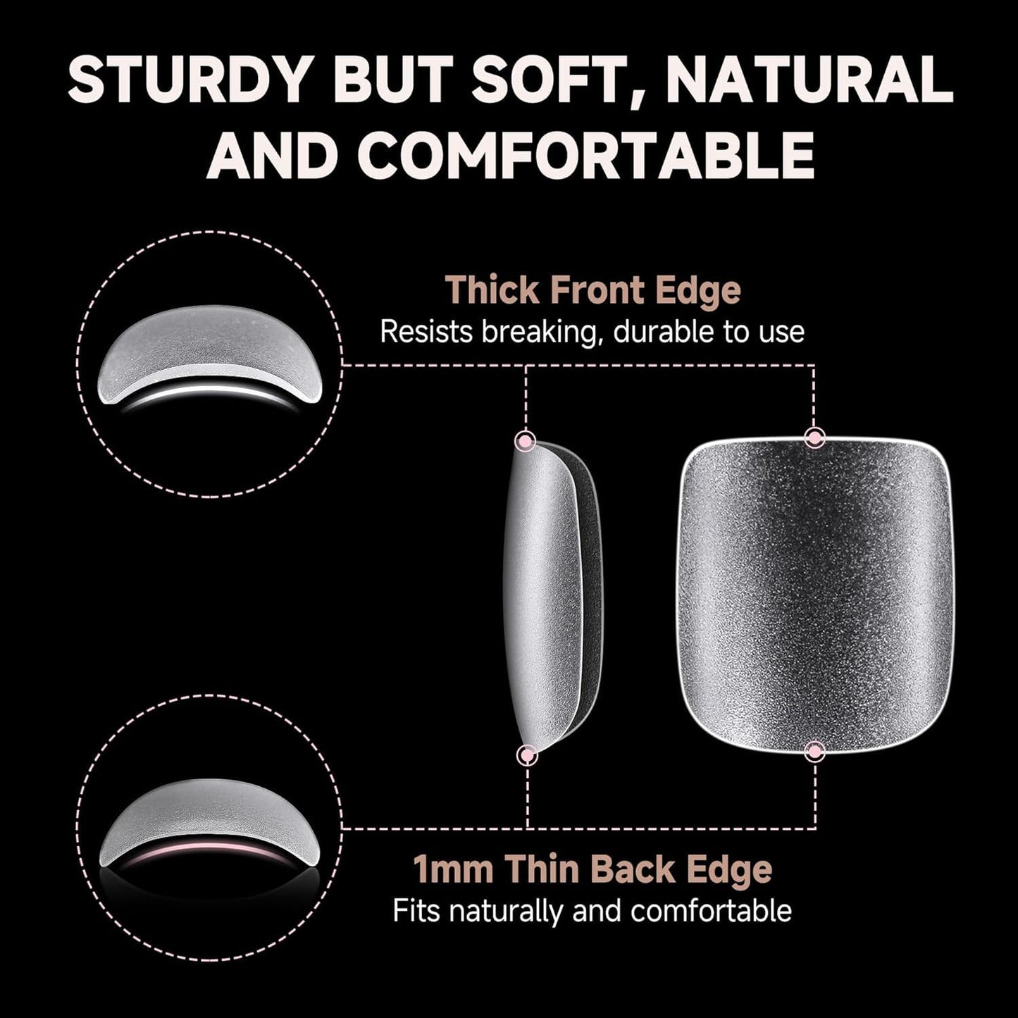 UNA GELLA Toe Nail Tips 504Pcs - Full Cover Matte Squavol Toe Nails Soft Gel Pre-file Gel Toe Nail Tips For Toe Nail Extensions Home DIY Nail Salon Soak Off 15 Sizes