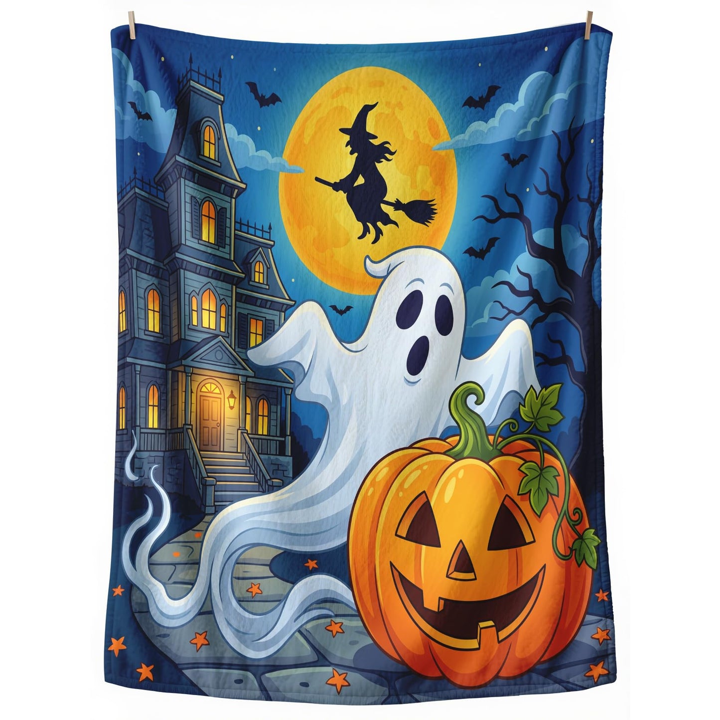 GEDAEUBA Halloween Blankets and Throws - Spooky Ghost Pumpkin Witch Bat Castle Fleece Blanket Full Size, Soft Cozy Blankets & Throws for Couch, Bed, and Sofa, 84x90 inches
