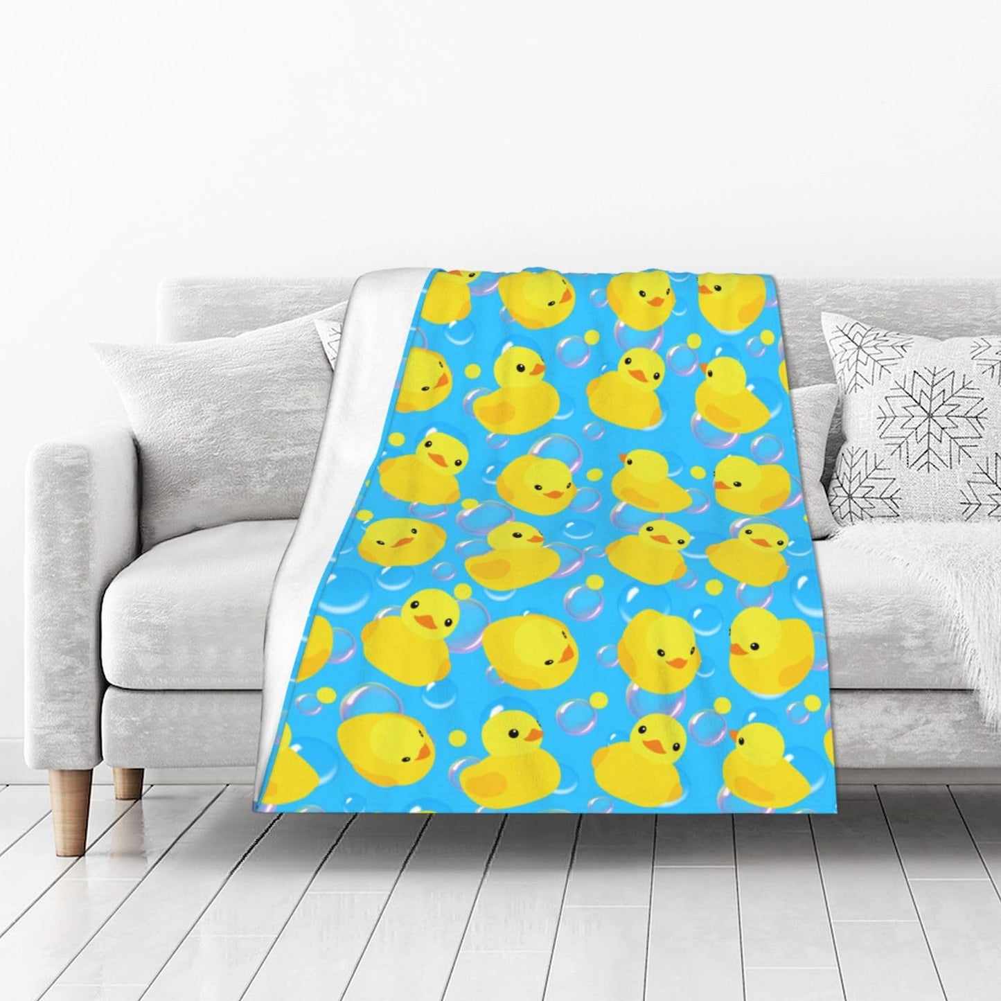 Yellow Rubber Ducks Throw Blanket Gifts Soft Warm Fleece Blankets for Bed Chair Car Sofa Couch Bedroom 50 X40 Inch
