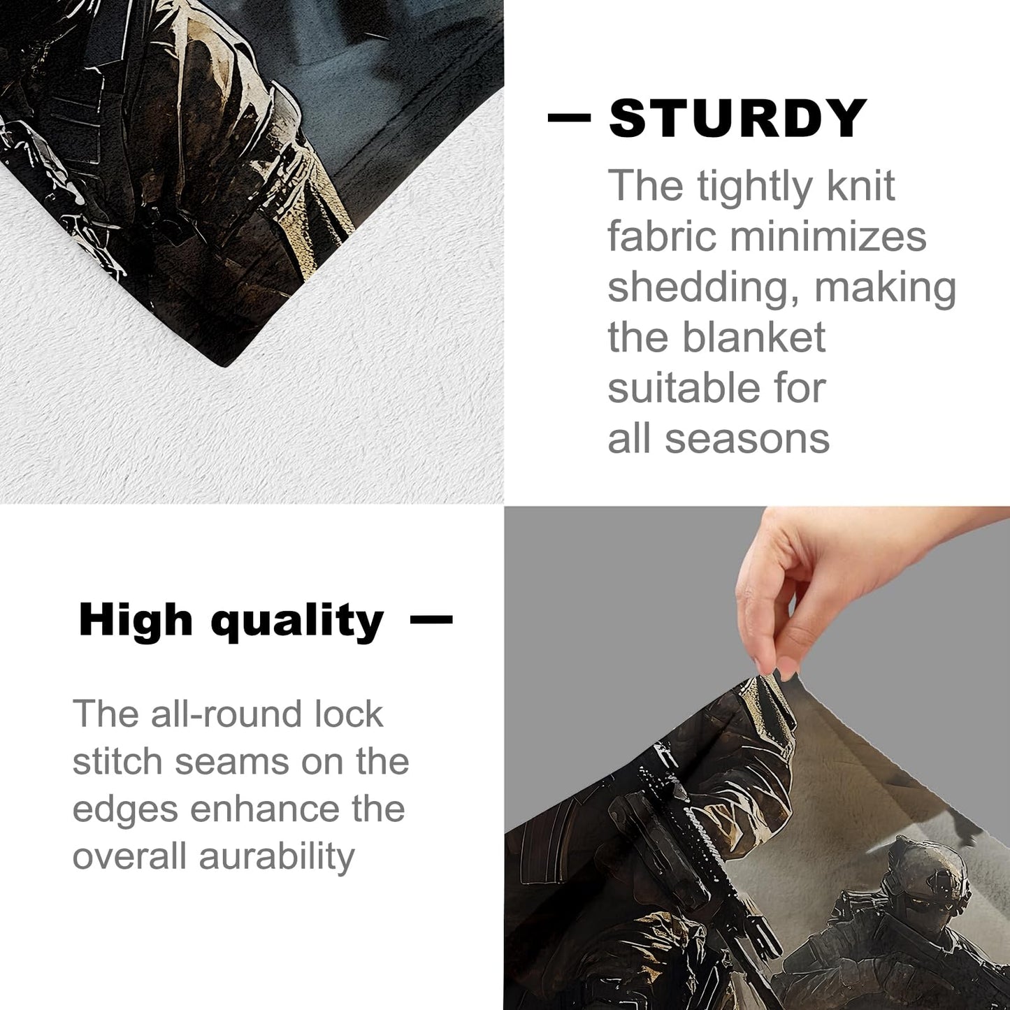 cromcu Patriotic Soldier Flannel Throw Blanket 60x50 Inch, Army with Rifles and Helicopter in Desert Storm, Realistic War Scene Blankets for Living Room, Bedroom, Sofa, Men Gifts Throws