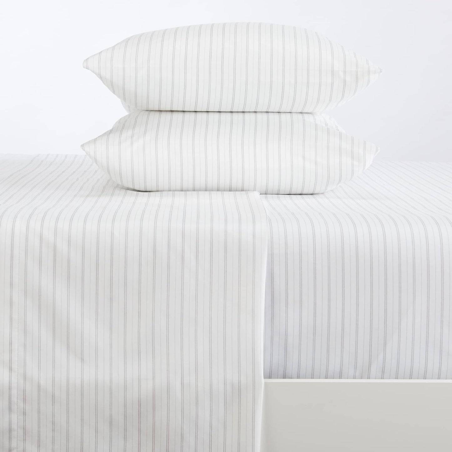 3-Piece Twin Microfiber Sheet Set - Ultra-Soft, Brushed Striped Bedding Sheets & Pillowcases - Wrinkle & Fade Resistant, All-Season Bed Sheets for Bed (Twin, Dark Grey)