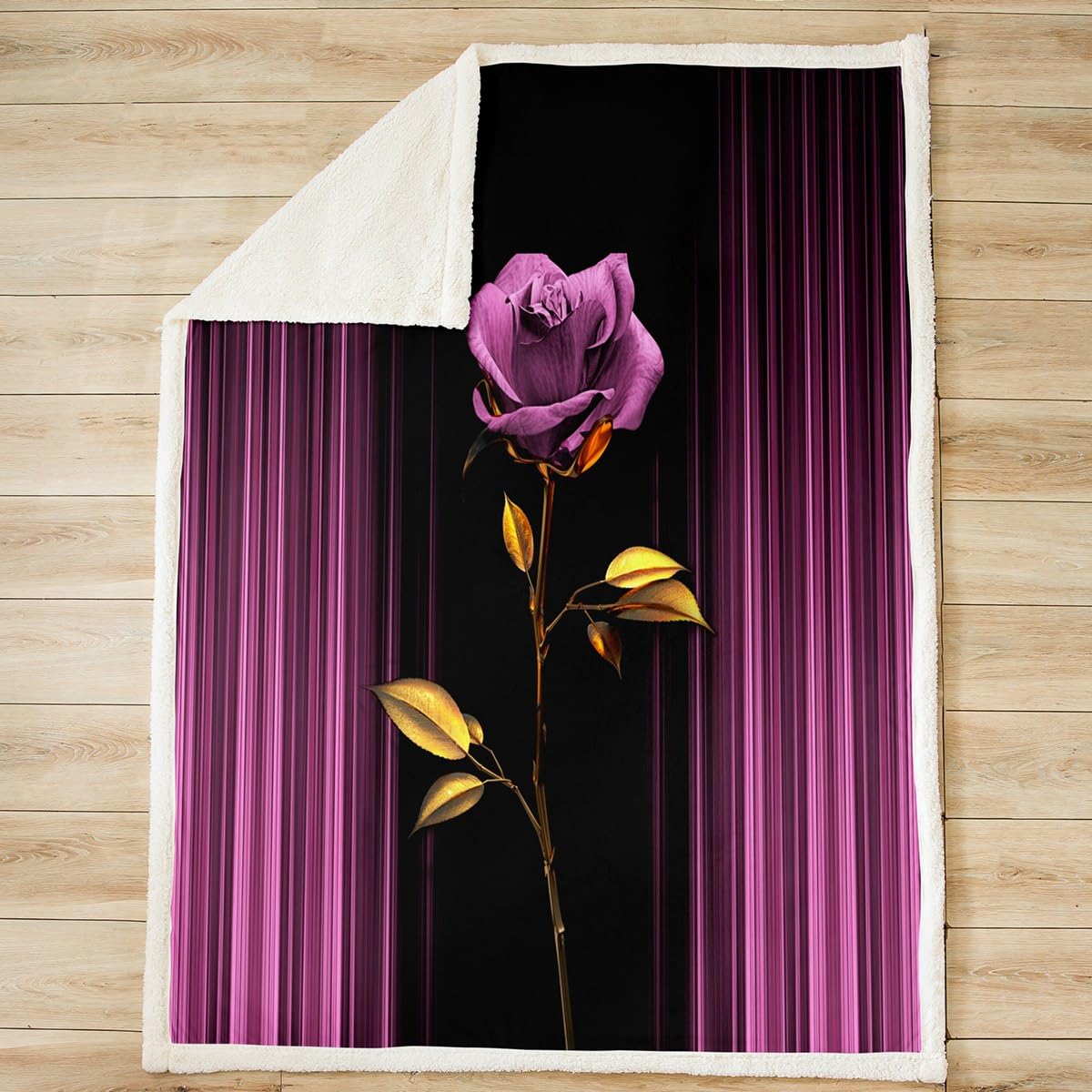 Feelyou Abstract Ombre Fleece Throw Blanket Throw 50"x60" Kids Romantic Rose Plush Blanket for Bed Sofa Couch Boys Girls Teens Purple Pink Sherpa Blanket Soft Geometric Striped Fuzzy Blanket